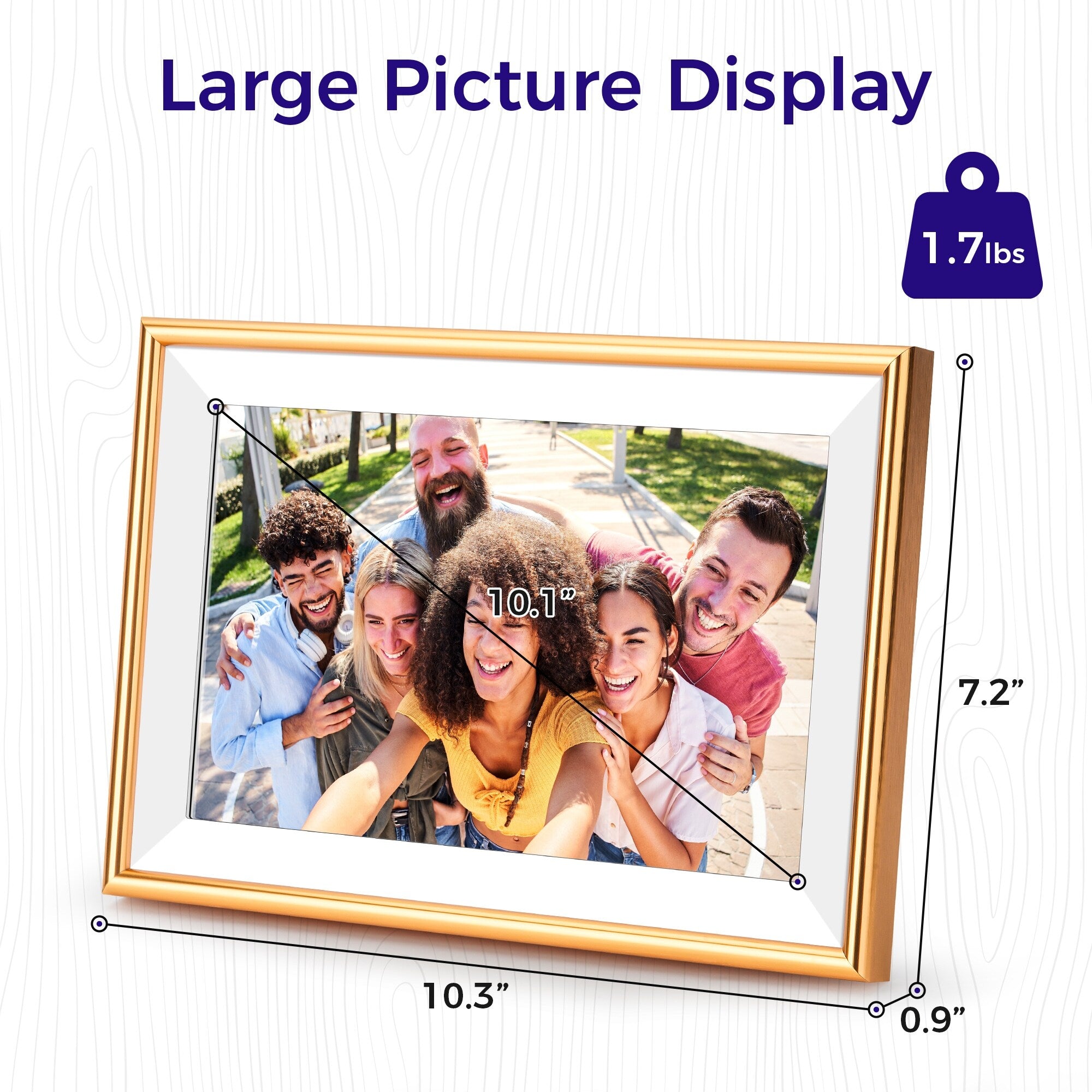 10.1 WiFi Frameo Digital Picture Photo Frame - Aluminum Frame