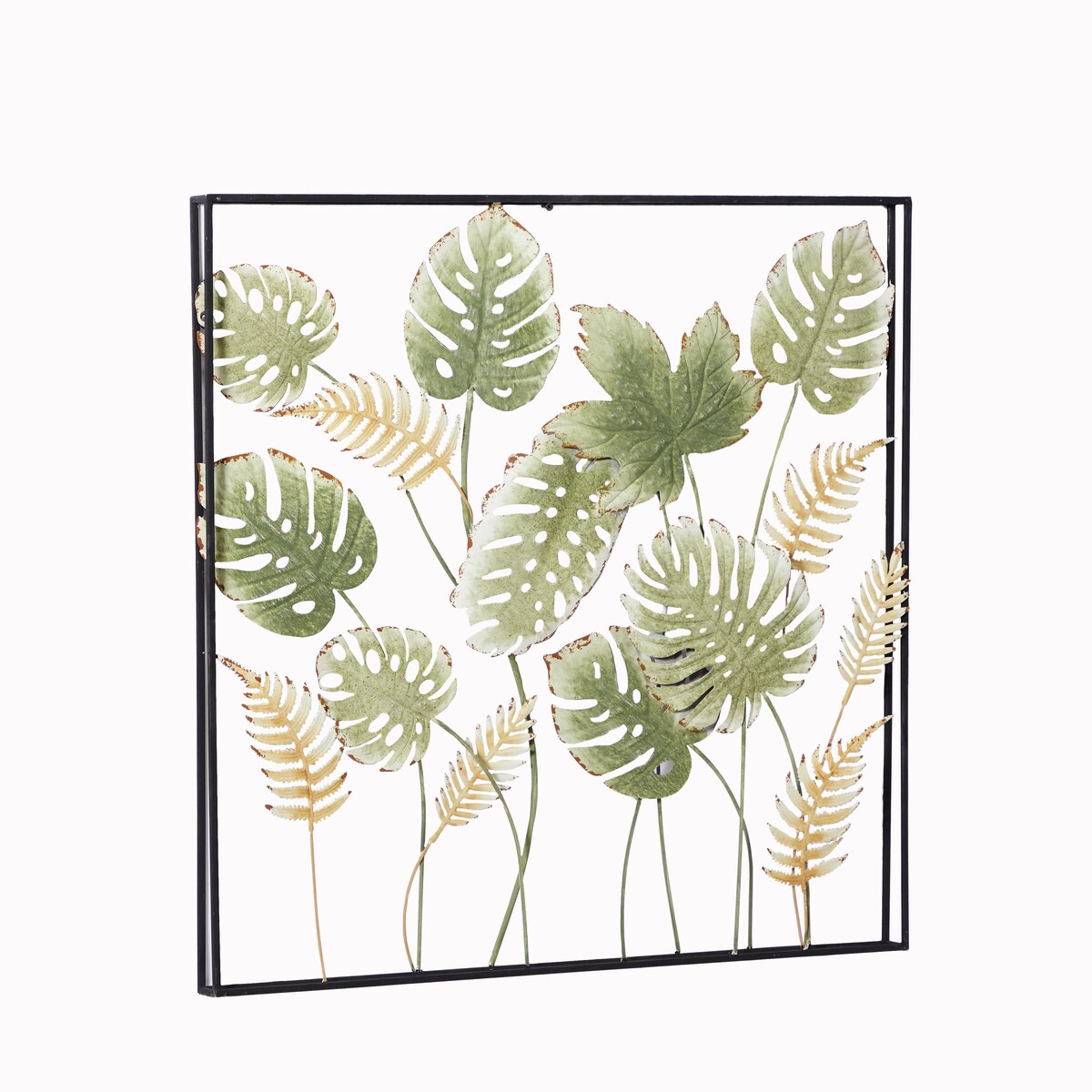 Metal Leaf Tall Cut-Out Home Wall Decor with Intricate Laser Cut Designs - Green - Roche River Decor