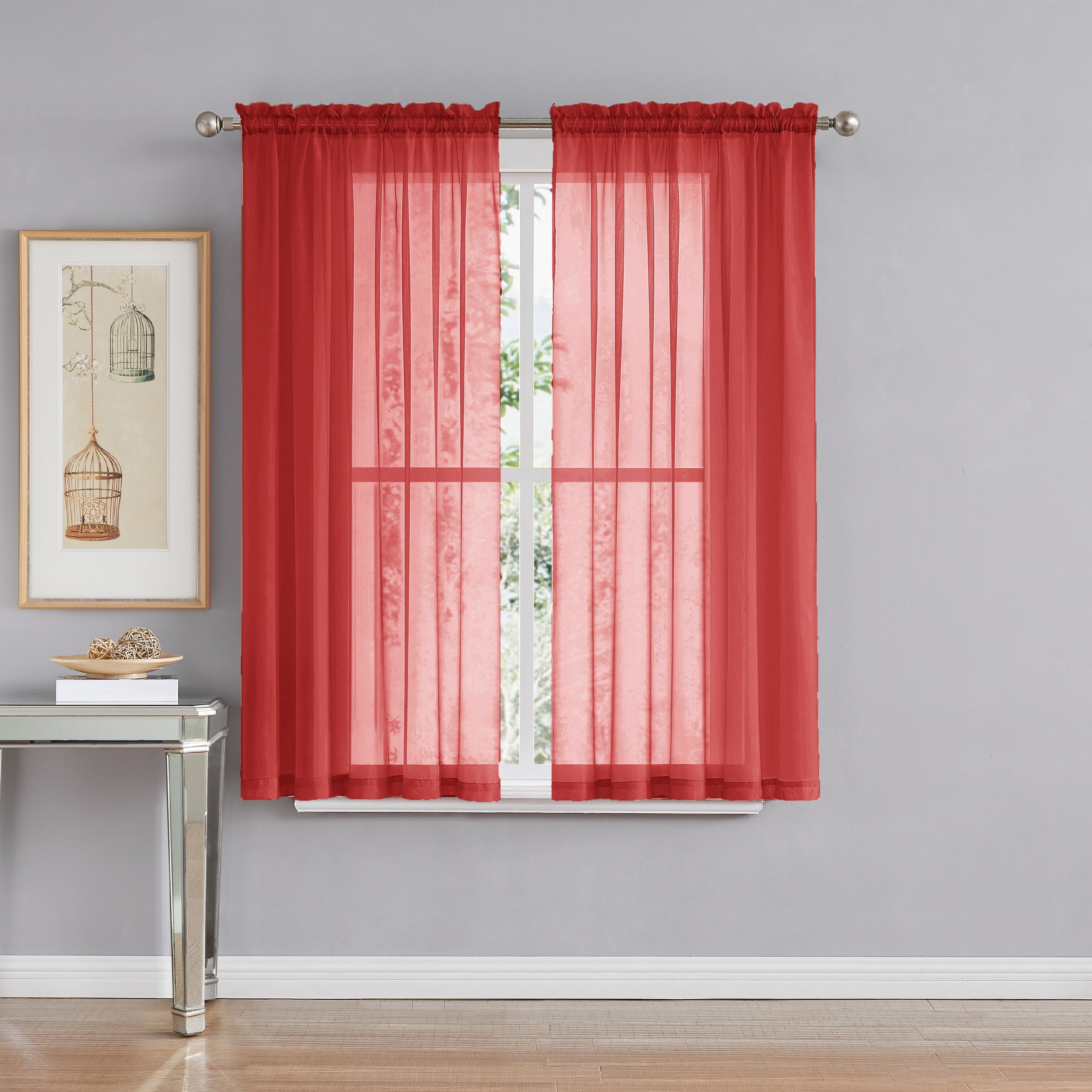 Window Elements Diamond Sheer Voile Extra Wide, 56 Inch Wide. Rod Pocket Curtain Panel