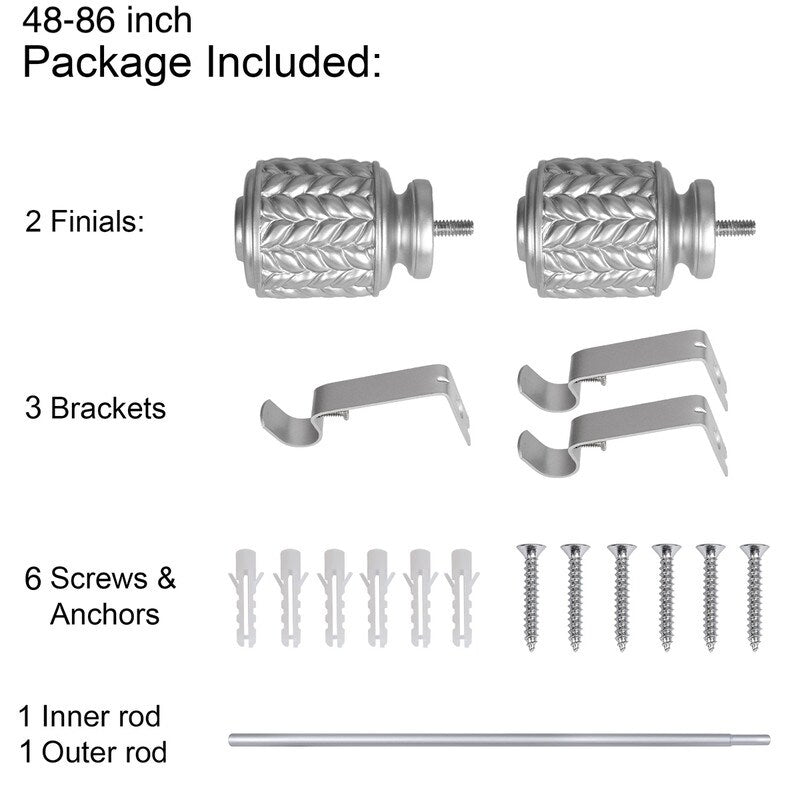 UTOPIA ALLEY 3/4 Inch Curtain Rod - Curtain Rods For Windows, Adjustable Drapery Rods