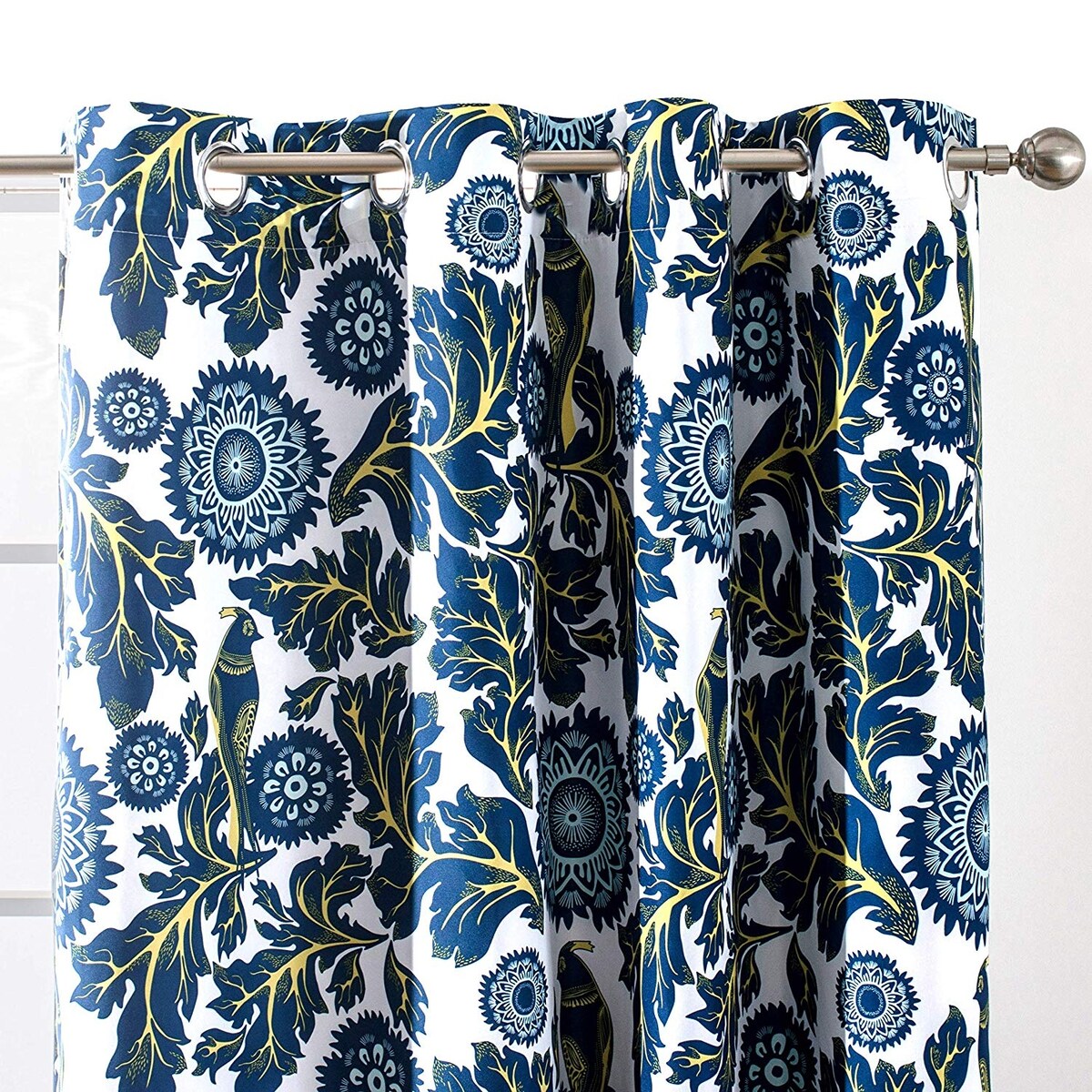 Porch & Den Eyres Floral and Bird Thermal Lined Blackout Curtain Panel Pair