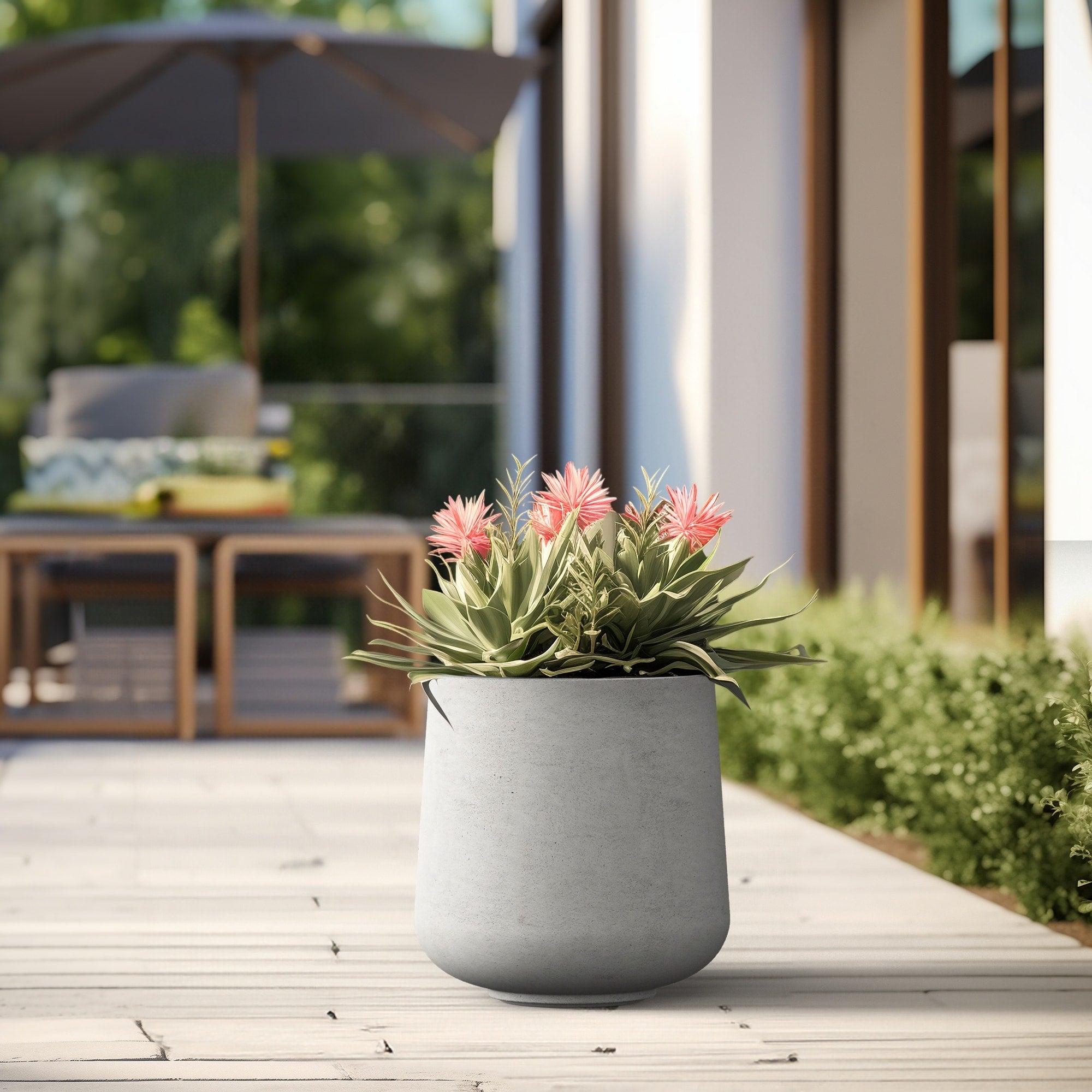 Tall Concrete Round Plant Pots / Large Indoor and Outdoor flower Planters