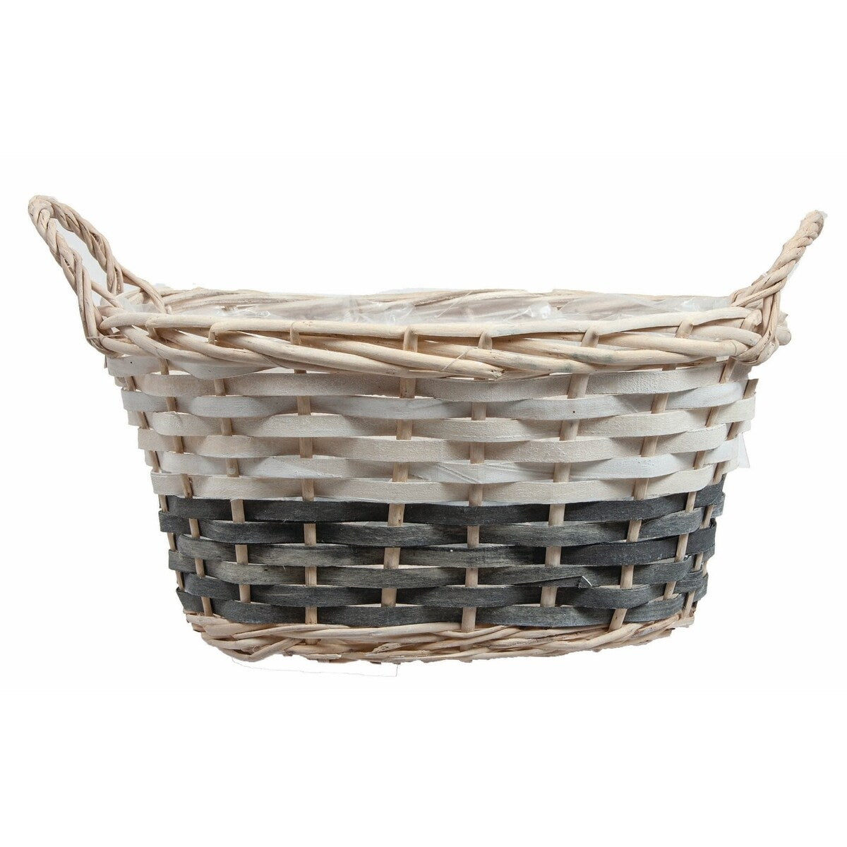 Nantucket White And Gray Handled Basket