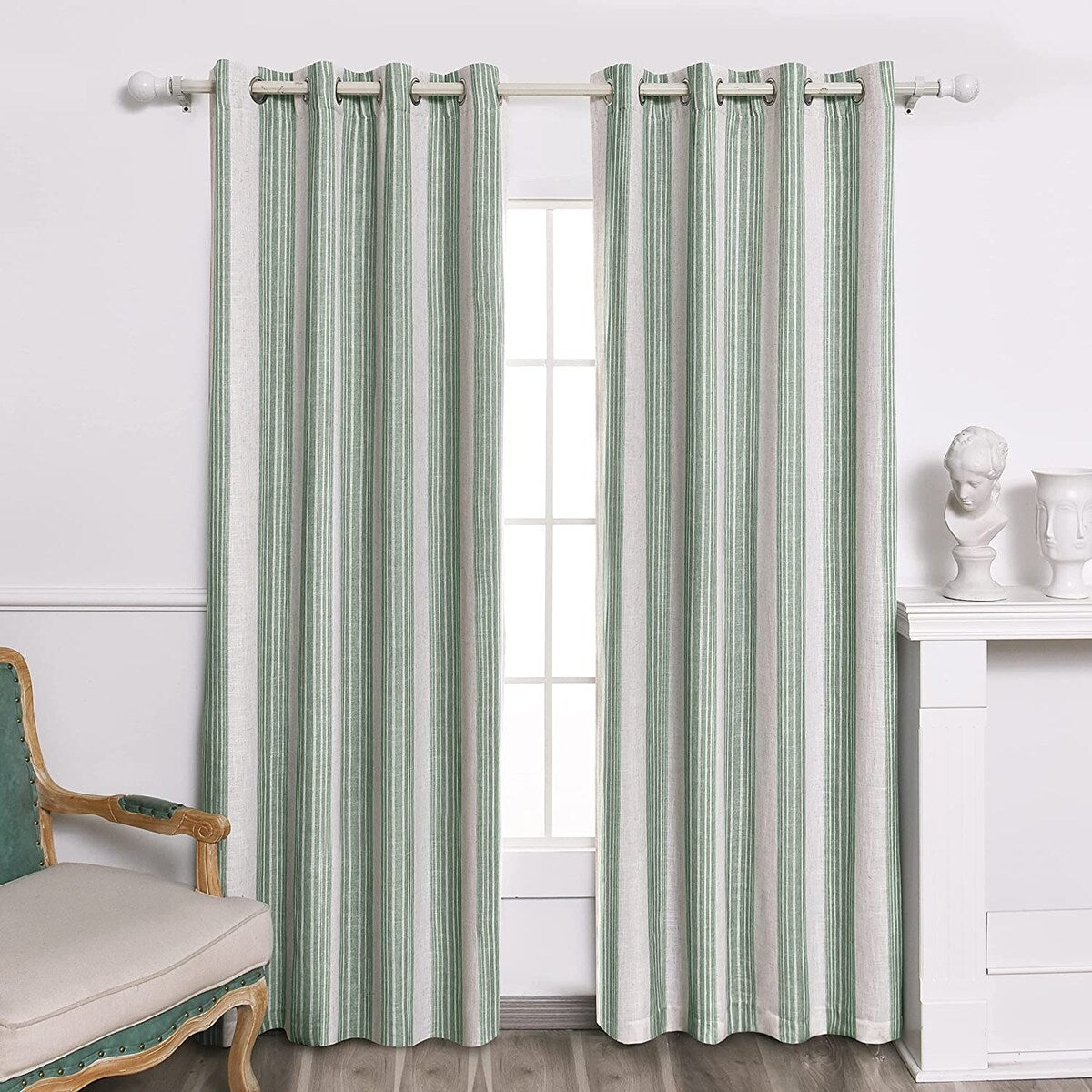 DriftAway Chris Vertical Striped Pattern Linen Textured Lined Blackout Window Curtains