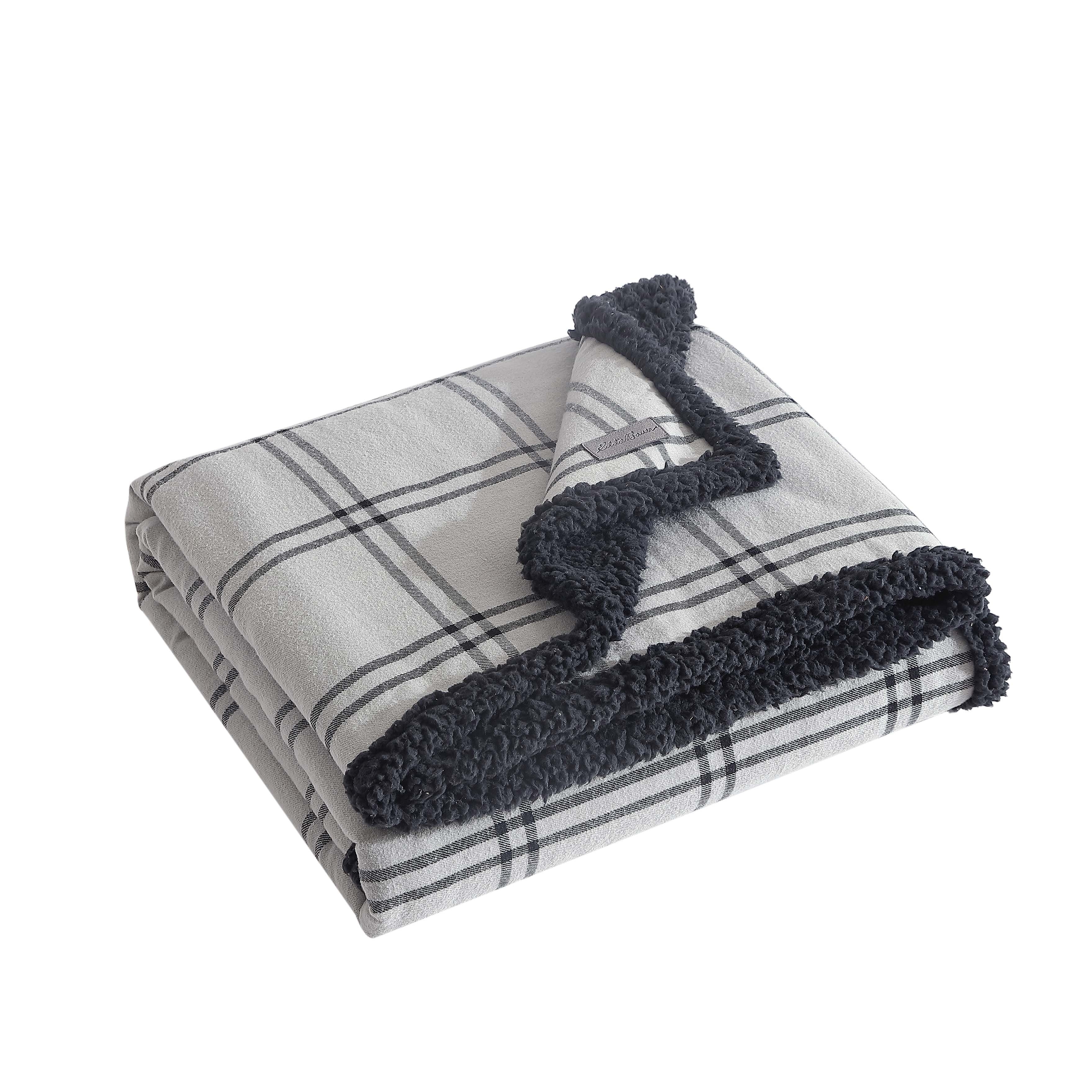 Eddie Bauer Cotton Flannel/Shearling Reverse Throw Blanket