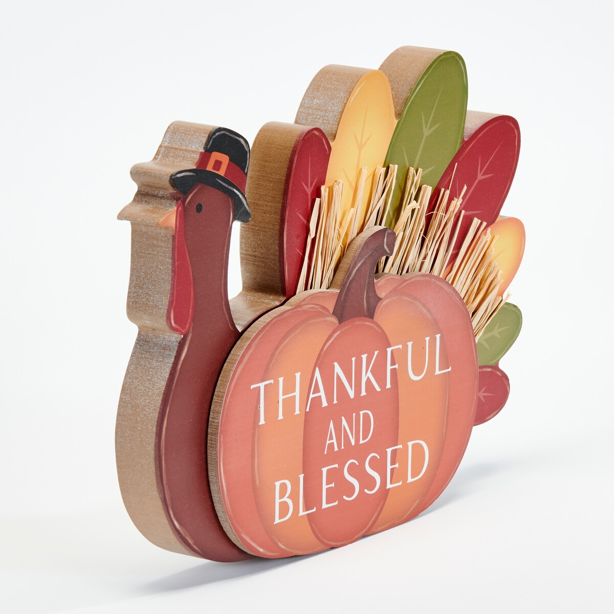 8.5 Tabletop Wood Thanksgiving Turkey Decoration And Centerpiece - 8.5