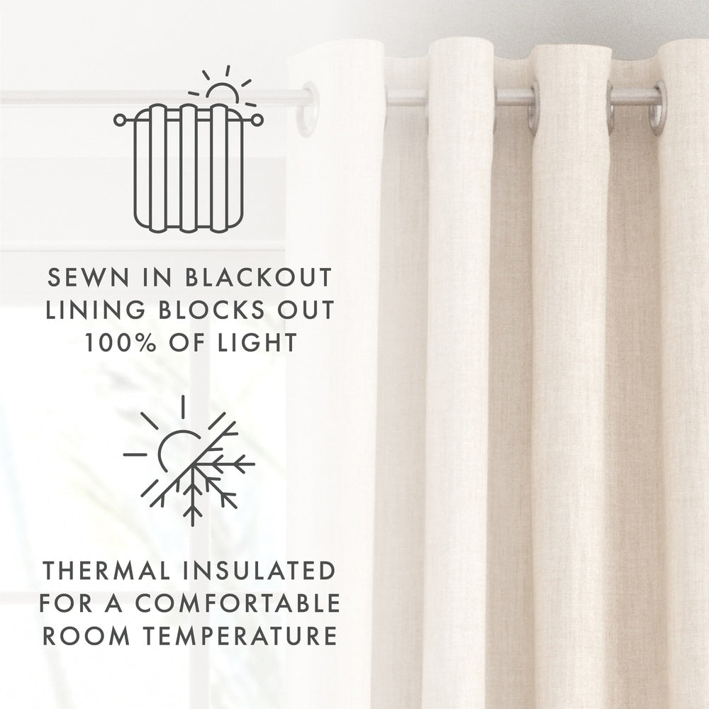 Becky Cameron Set of 2 Linen Blend Energy Saving Blackout Grommet Curtains