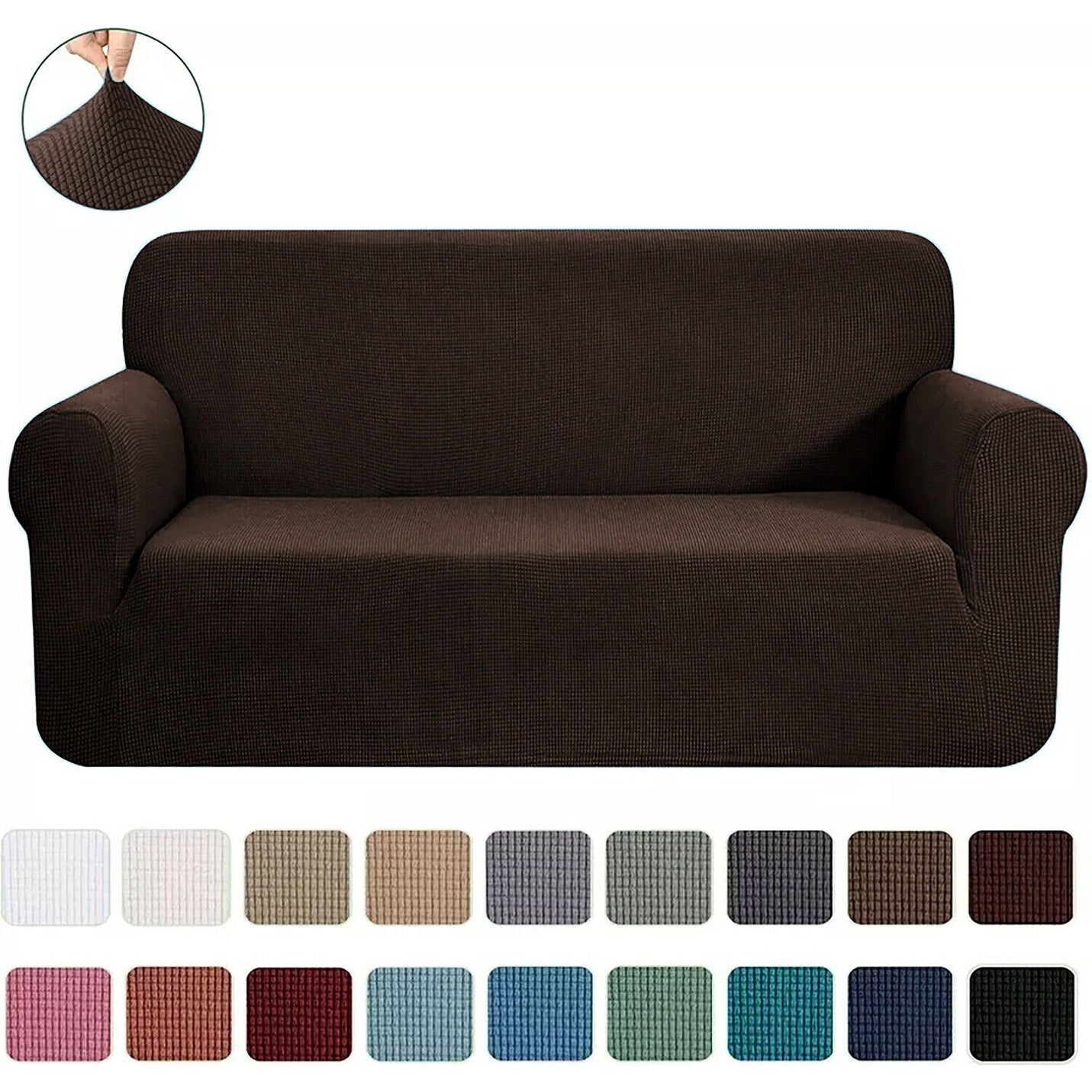 2-Piece Set Slipcover Sofa & Loveseat Cover Protector 4-Way Stretch Elastic - 96 x 74