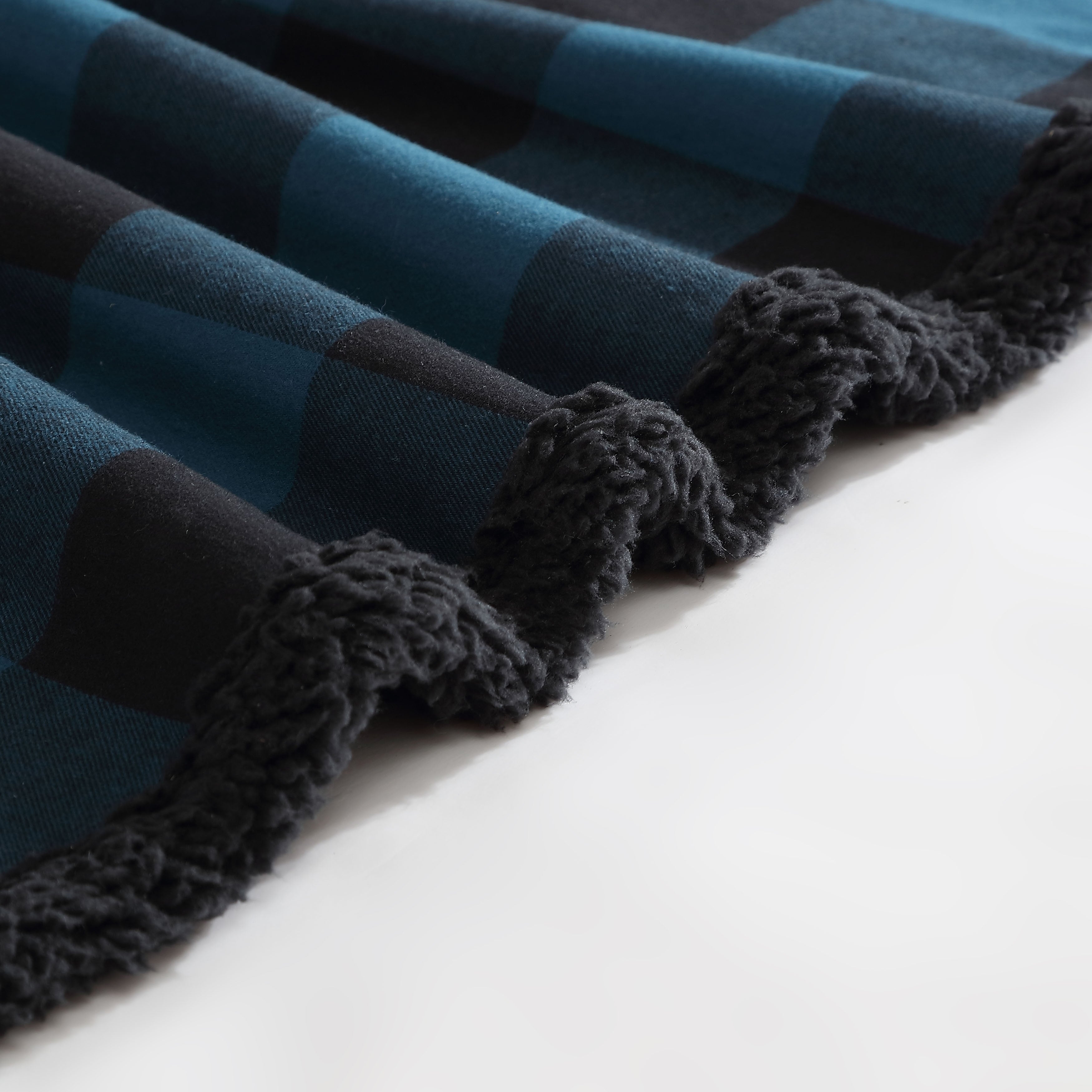 Eddie Bauer Cotton Flannel/Shearling Reverse Throw Blanket