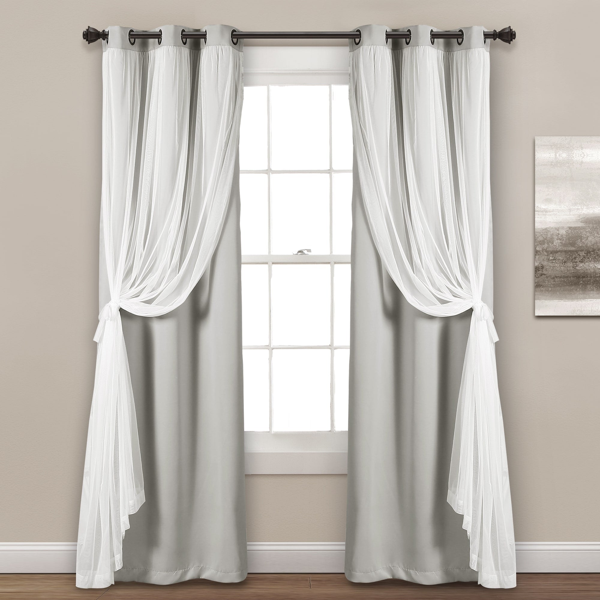 Lush Decor Grommet Sheer Panel Pair with Insulated Blackout Lining