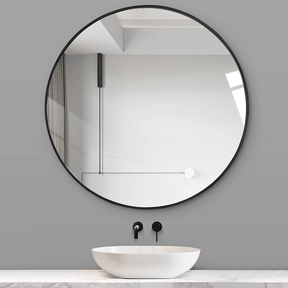 Round Mirror Wall Mounted, Circle Bathroom Vanity Wall Mirror with Metal Frame - 16/20/24/30/32/36