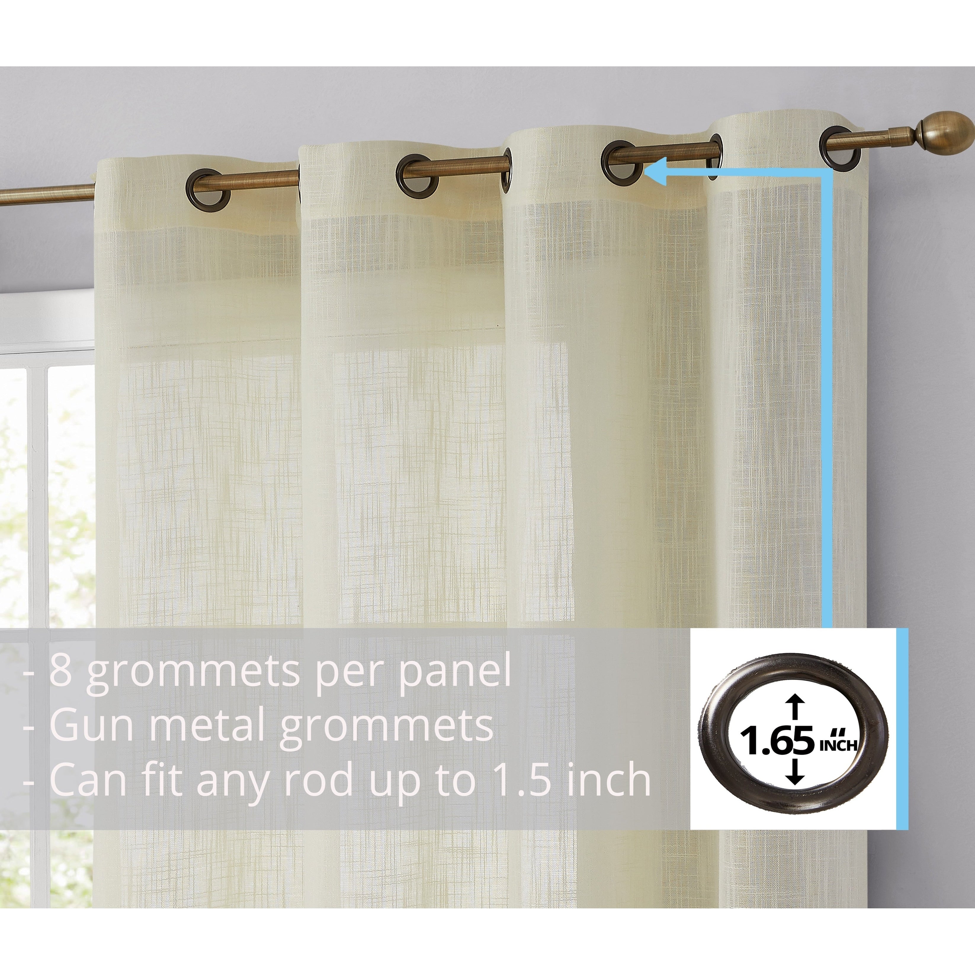 HLC.me Abbey Faux Linen Textured Semi Sheer Grommet Curtain Tiers Valance Small Windows, Bedroom & Bathroom