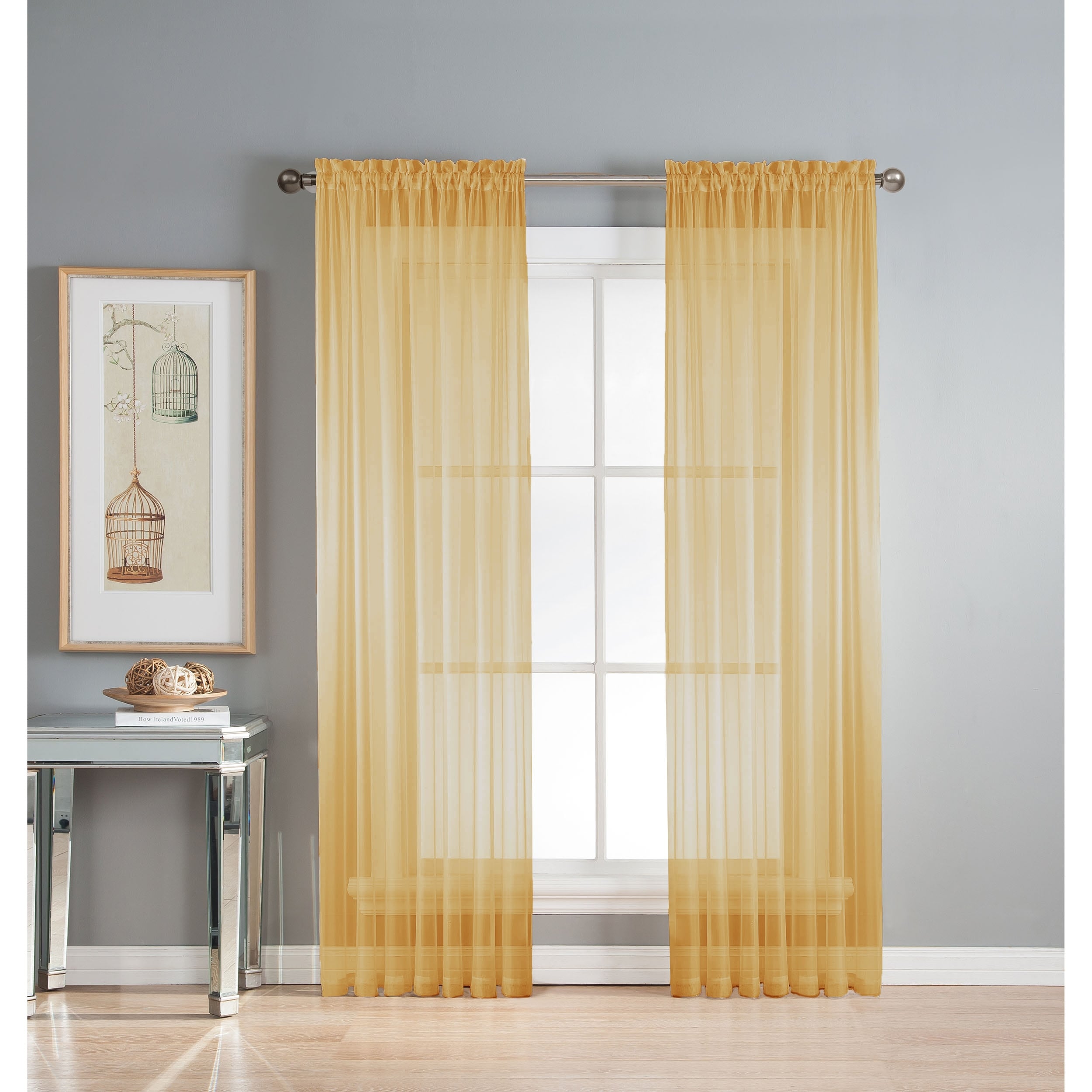 Window Elements Diamond Sheer Voile Extra Wide, 56 Inch Wide. Rod Pocket Curtain Panel