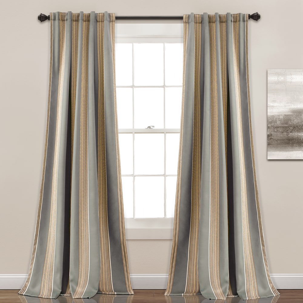 Lush Decor Julia Striped Room Darkening Window Curtain Panel Pair