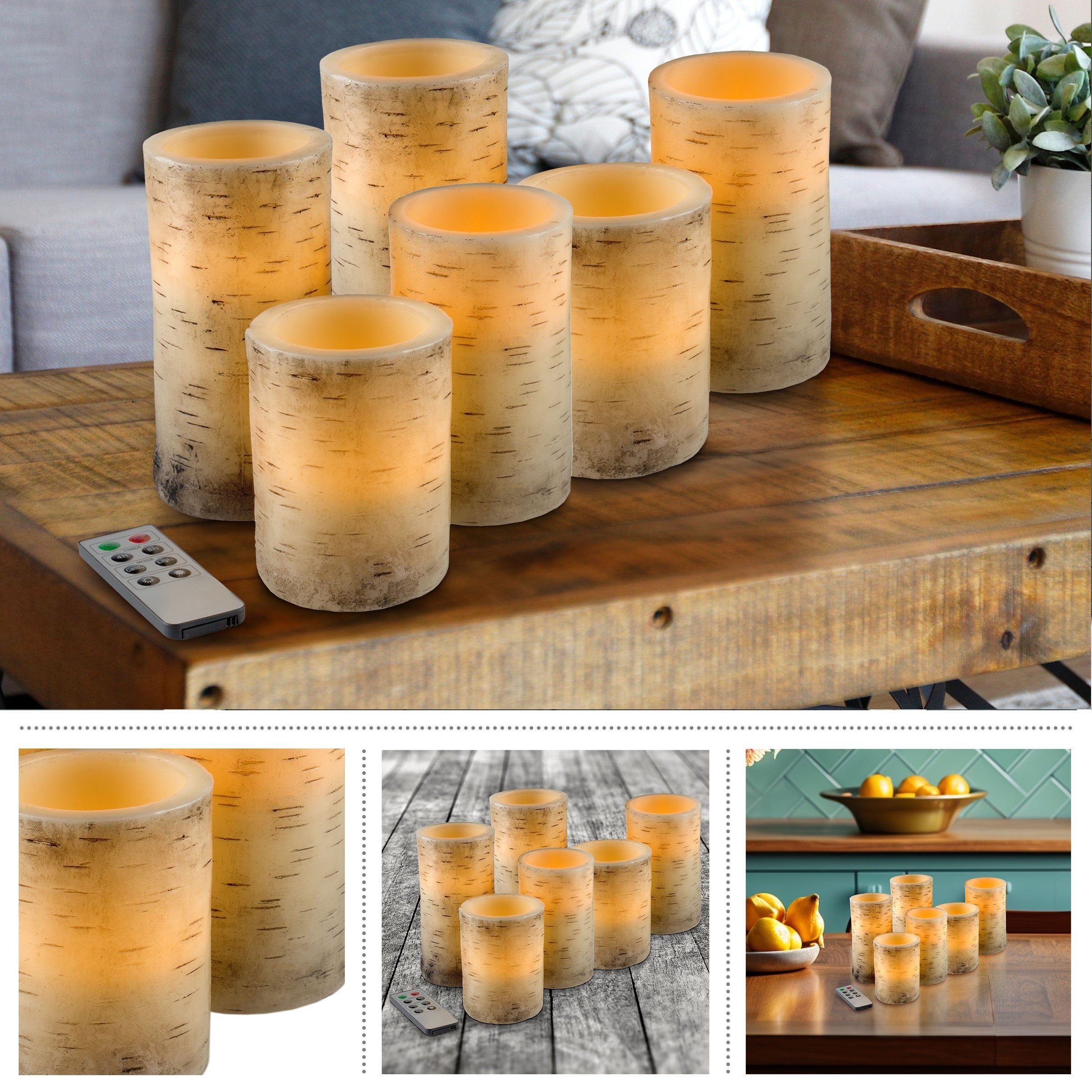 Windsor Home Birch Bark Flameless Candles