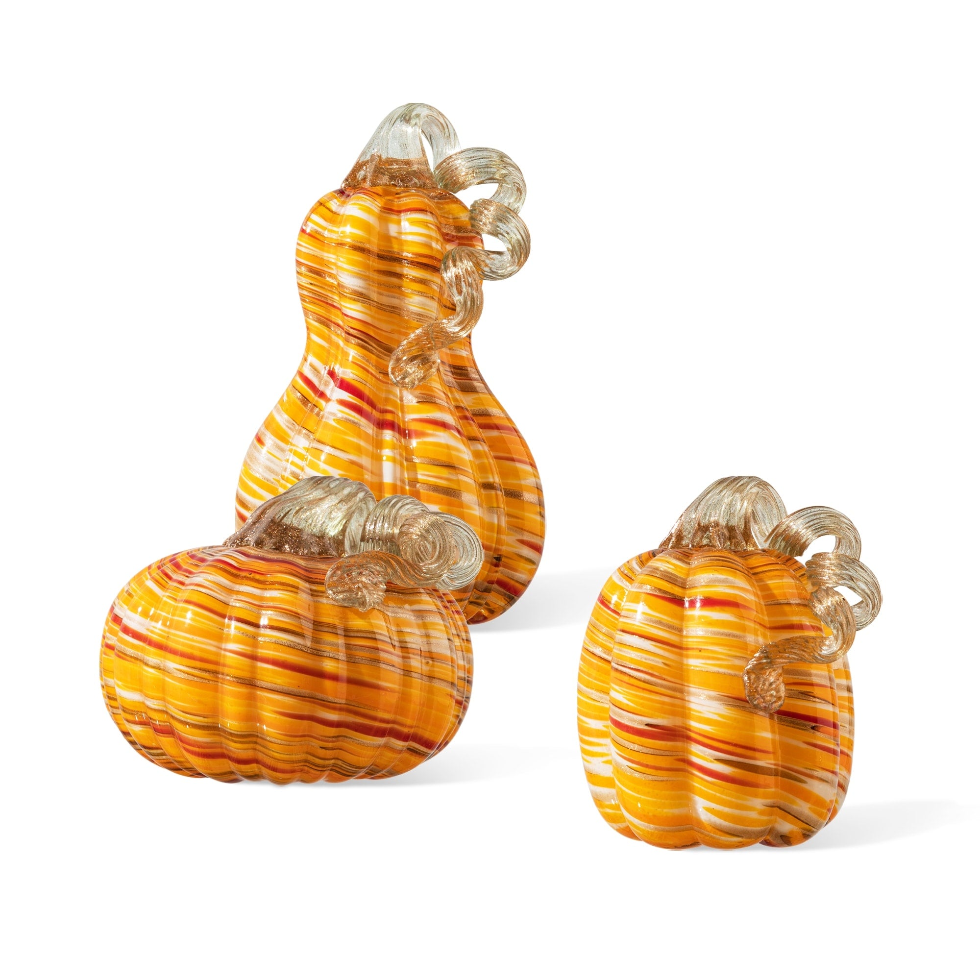 Glitzhome S/3 Thanksgiving Harvest Glass Pumpkin & Gourd Decor Christmas Centerpiece