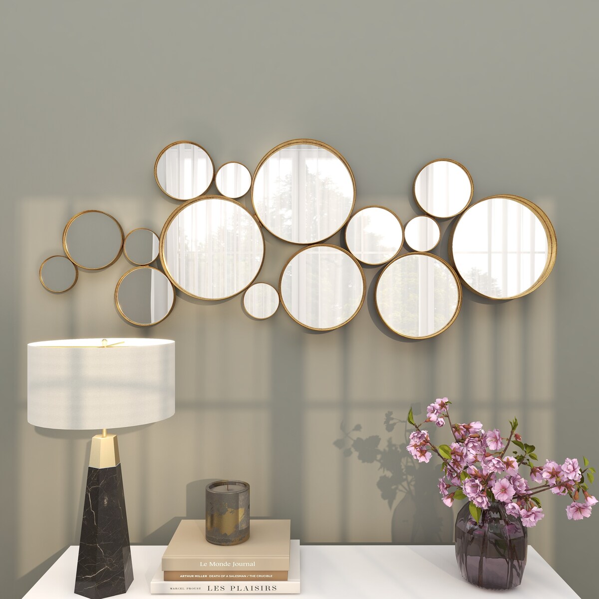 Metal Bubble Cluster Room Wall Mirror - Gold - CosmoLiving by Cosmopolitan