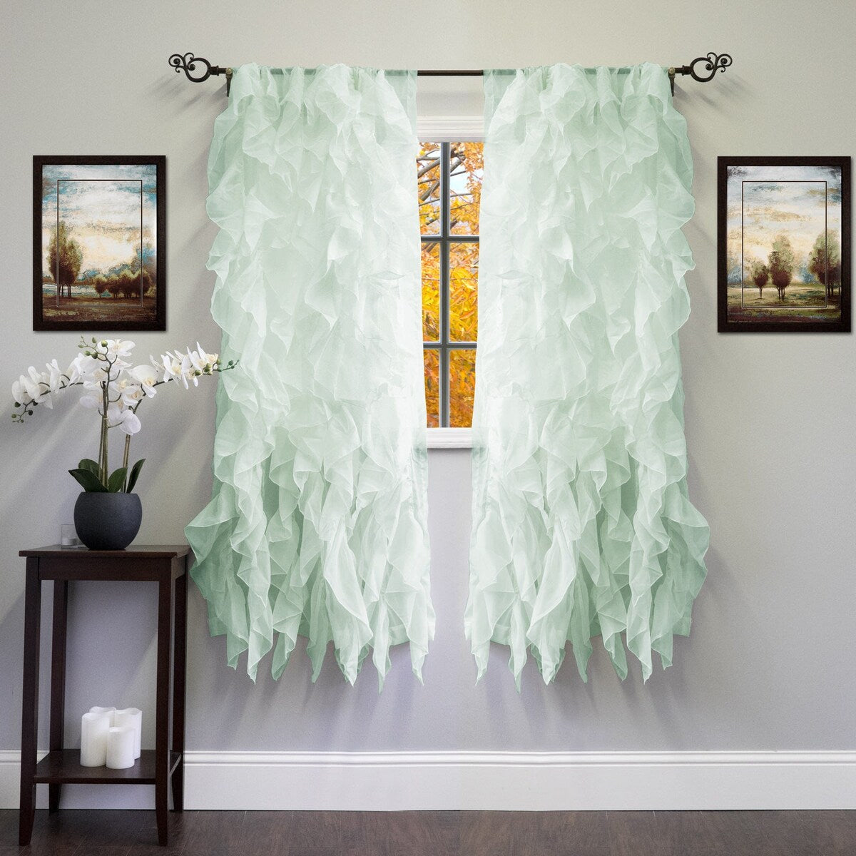 Chic Sheer Voile Vertical Ruffled Window Curtain