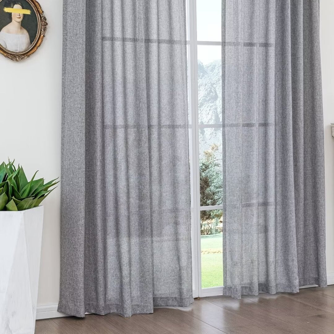 Linen Textured Light Filtering Back Tap/ Rod Pocket Curtain Panels (Set of 2)