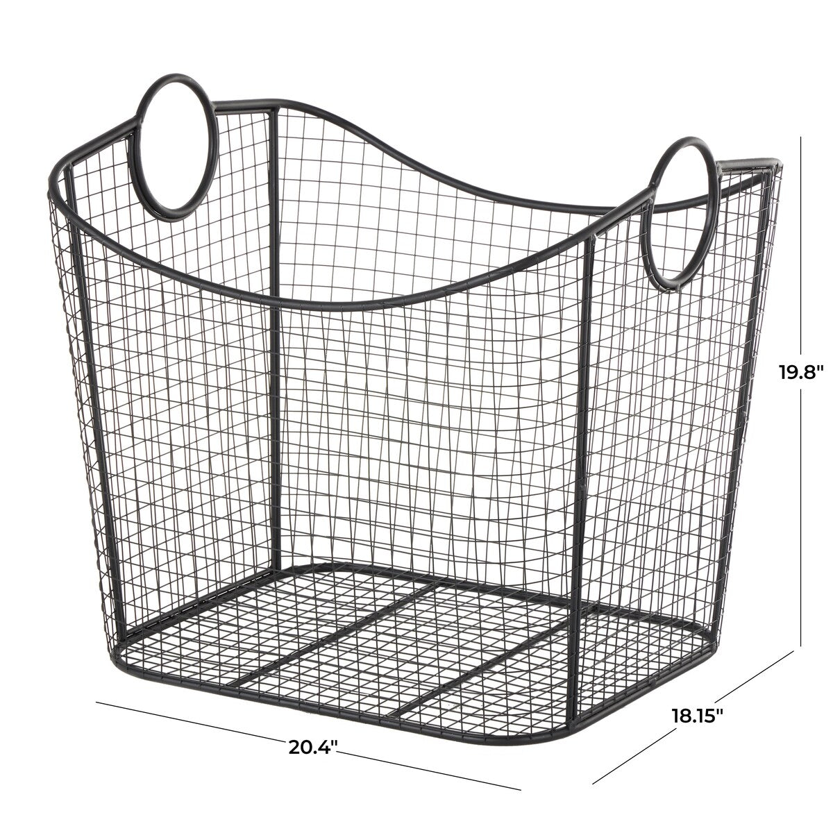 Metal Wire Grid Decorative and Functional Storage Basket with Curved Edges Ring Handles - Gold or Black - Roche River Decor