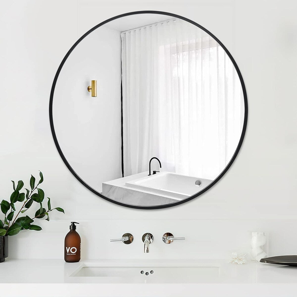 Round Mirror Wall Mounted, Circle Bathroom Vanity Wall Mirror with Metal Frame - 16/20/24/30/32/36