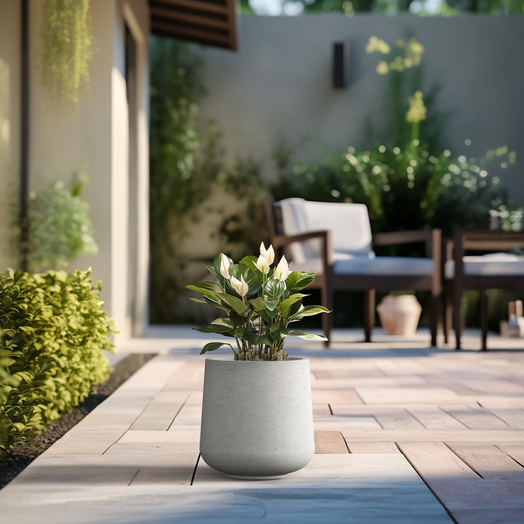 Tall Concrete Round Plant Pots / Large Indoor and Outdoor flower Planters