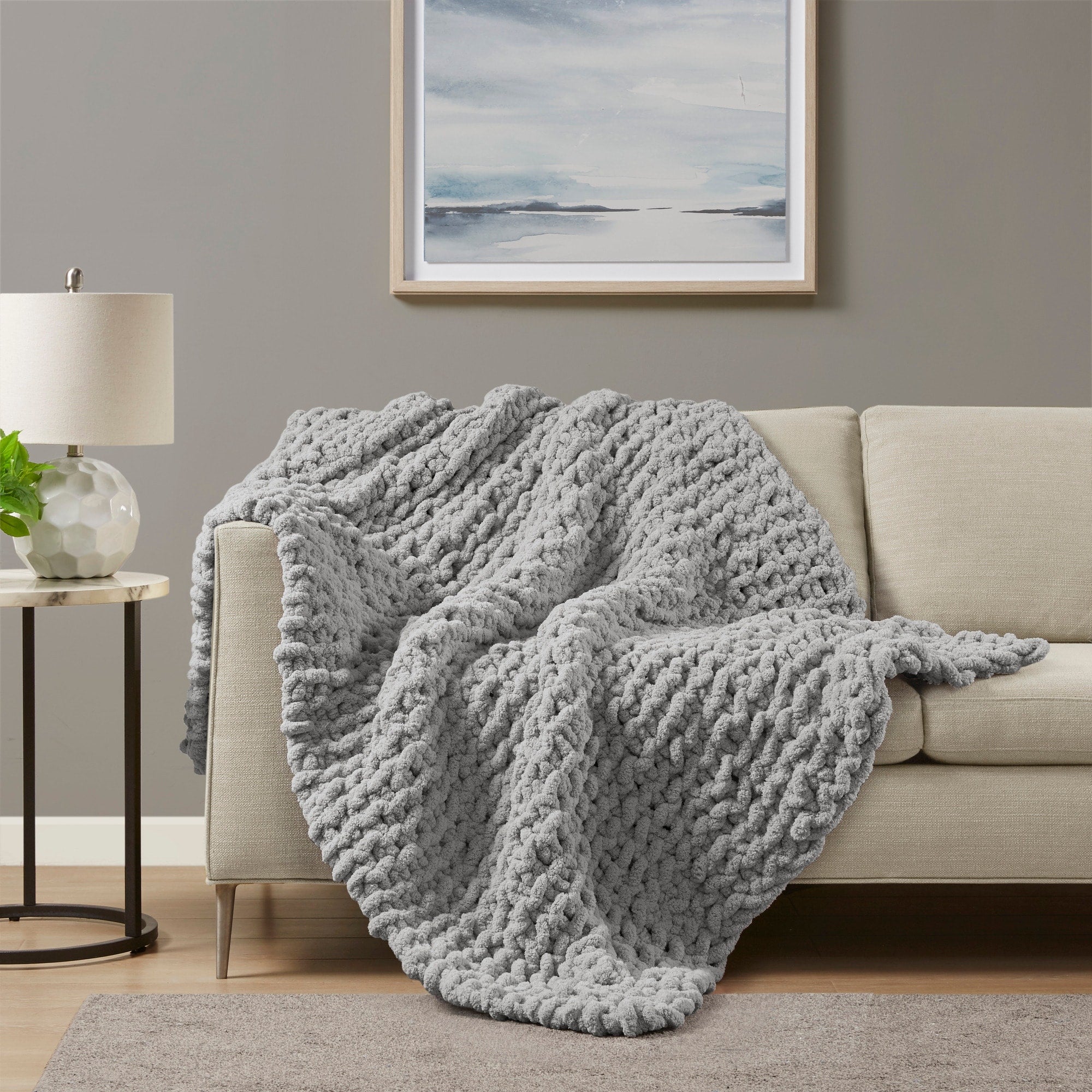 Madison Park Chenille Chunky Knit Throw 50x60