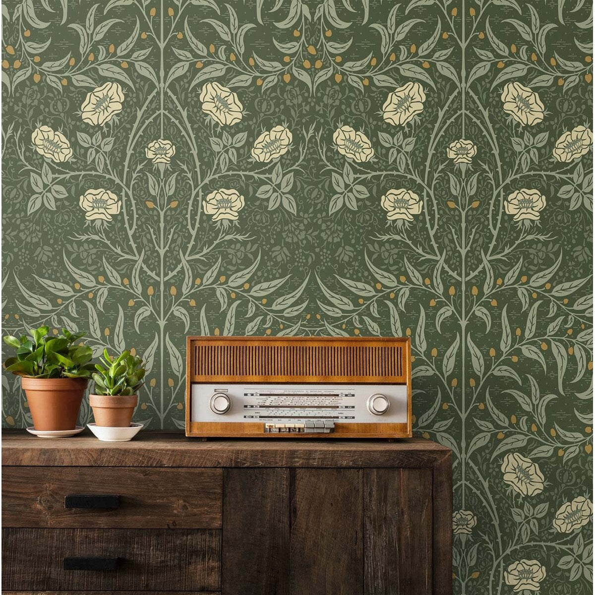 NextWall Stenciled Floral Peel and Stick Wallpaper