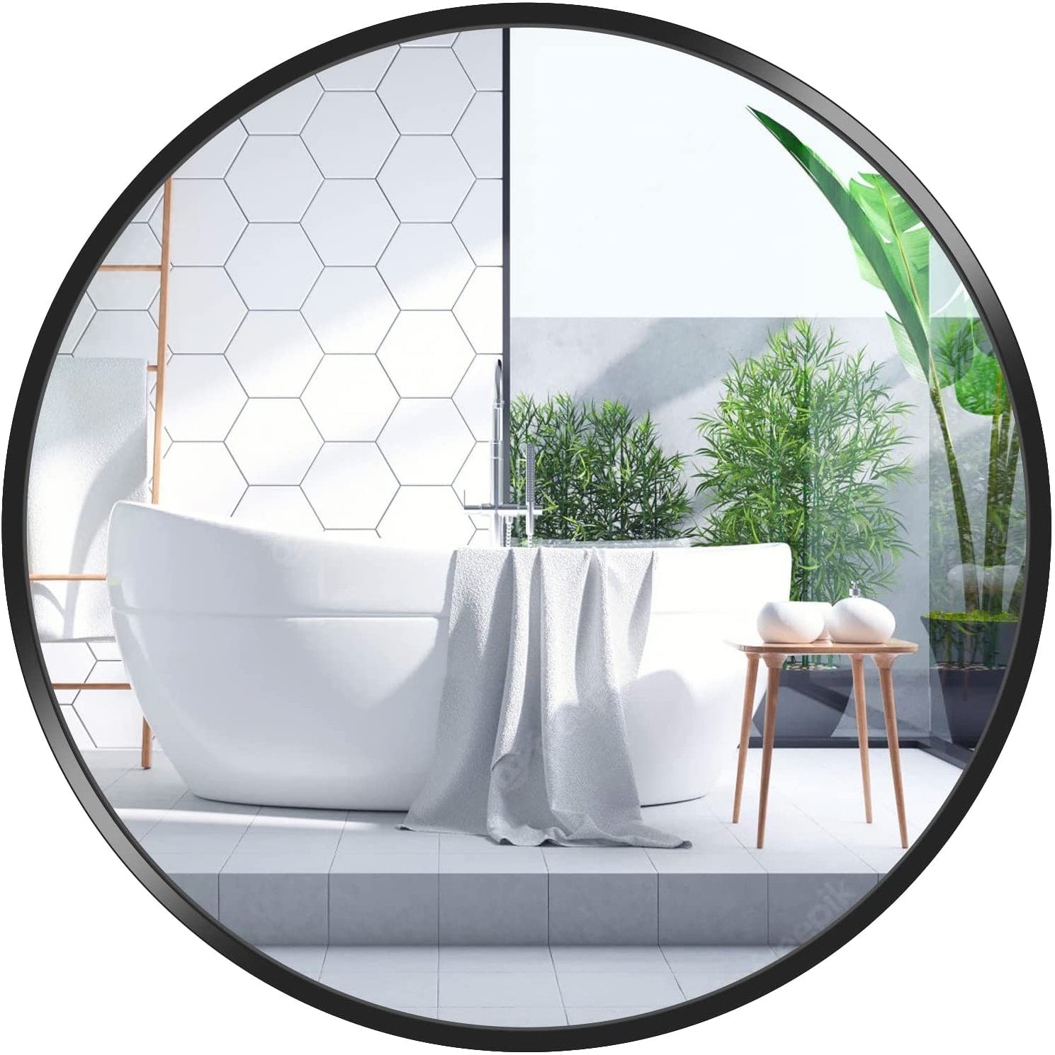 16 Inch Modern Round Bathroom Wall Mirror