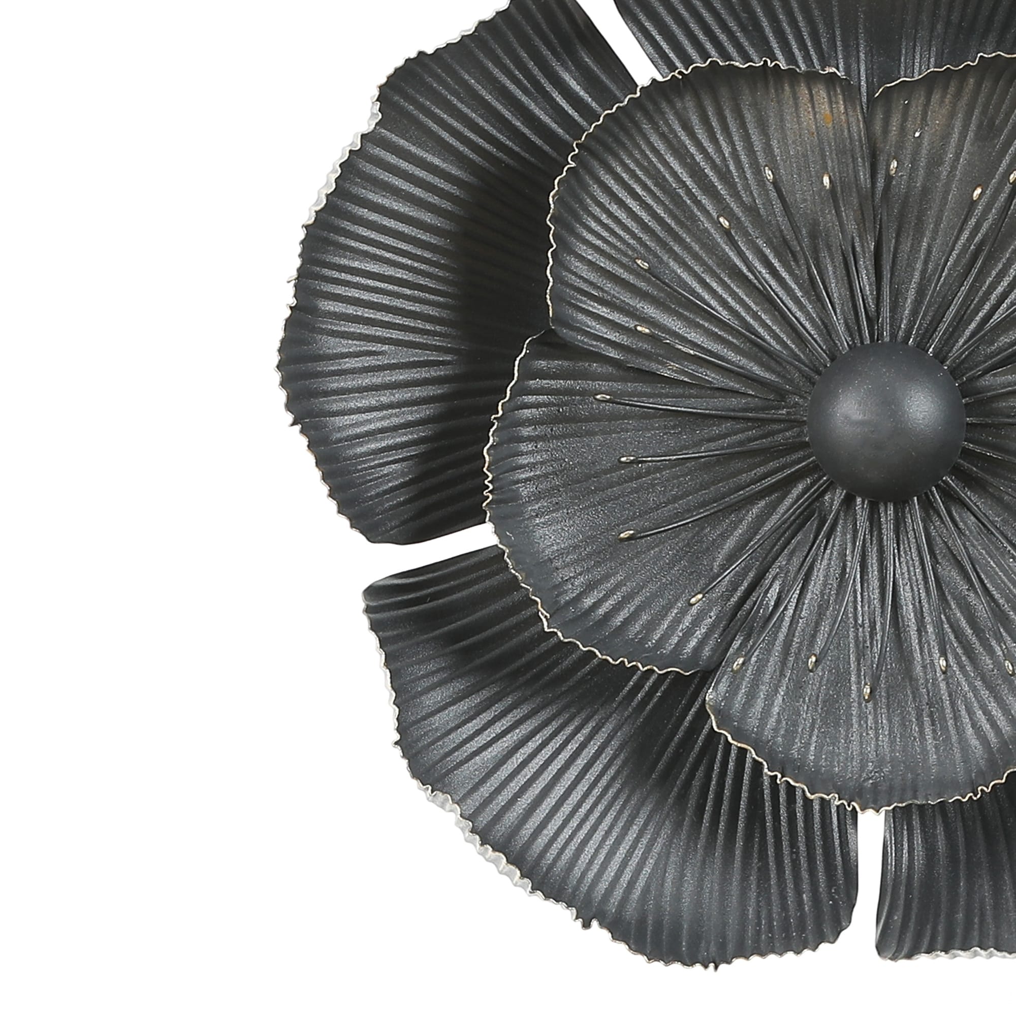 Black Multi-Size Metal Flowers Wall Decor (Set of 3)