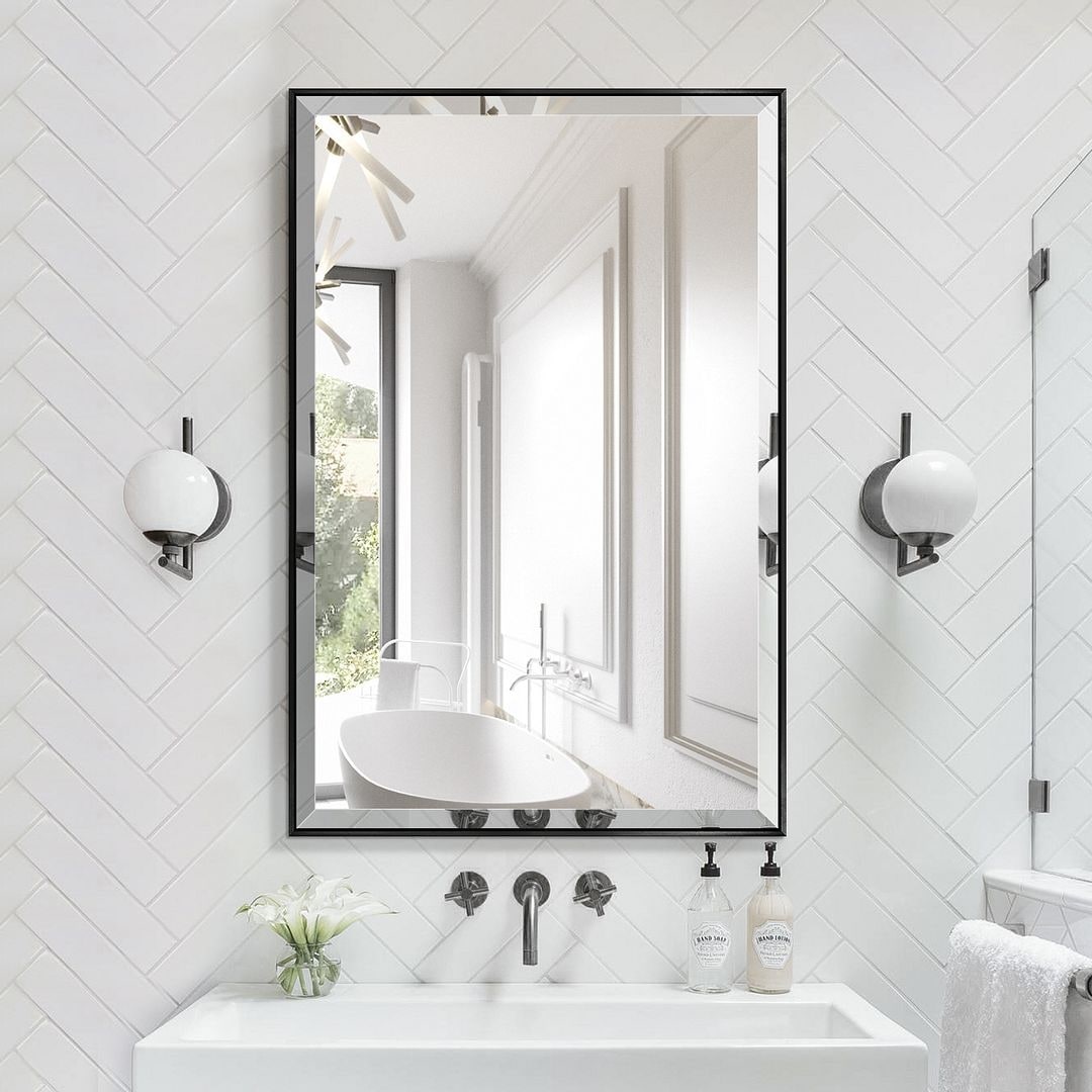 Silver Beveled Framed Wall Mirror