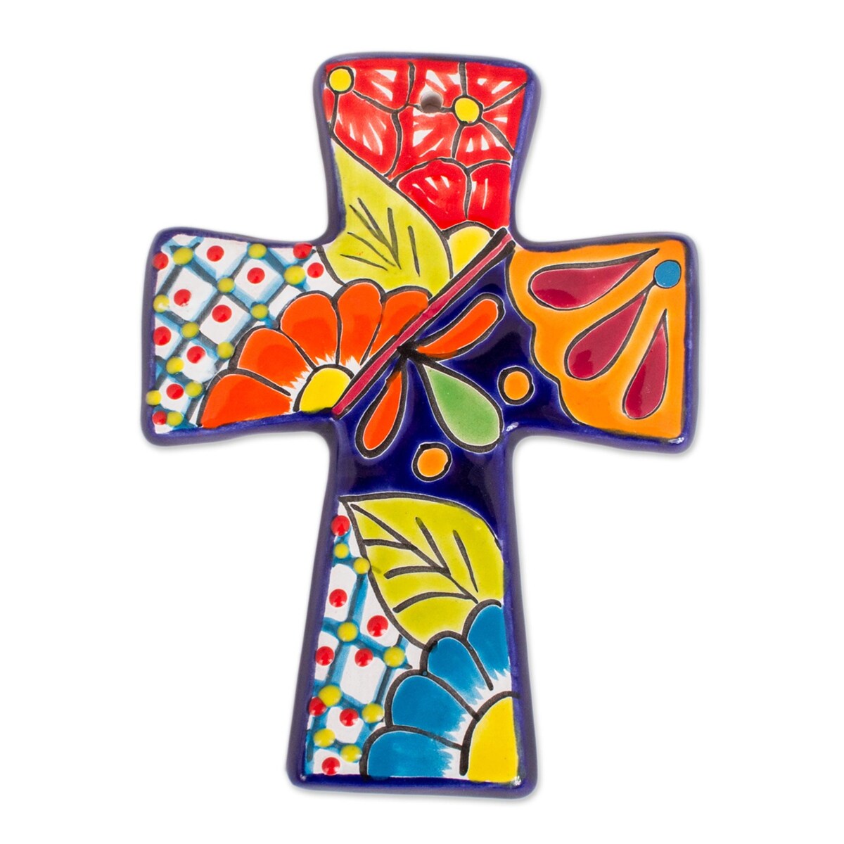 Novica Handmade Spanish Faith Ceramic Wall Cross