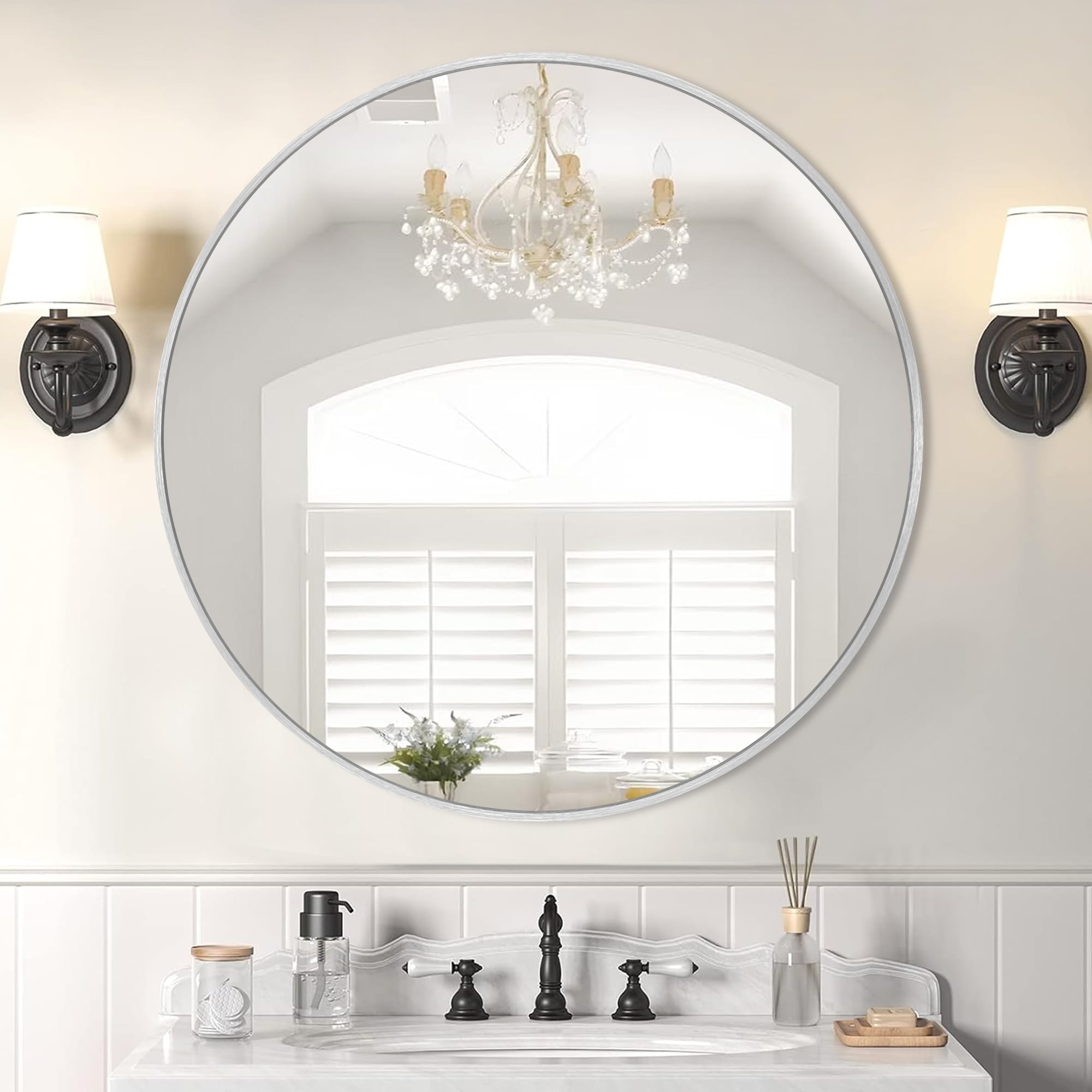 Modern Bathroom Wall Mounted Round Vanity Mirror