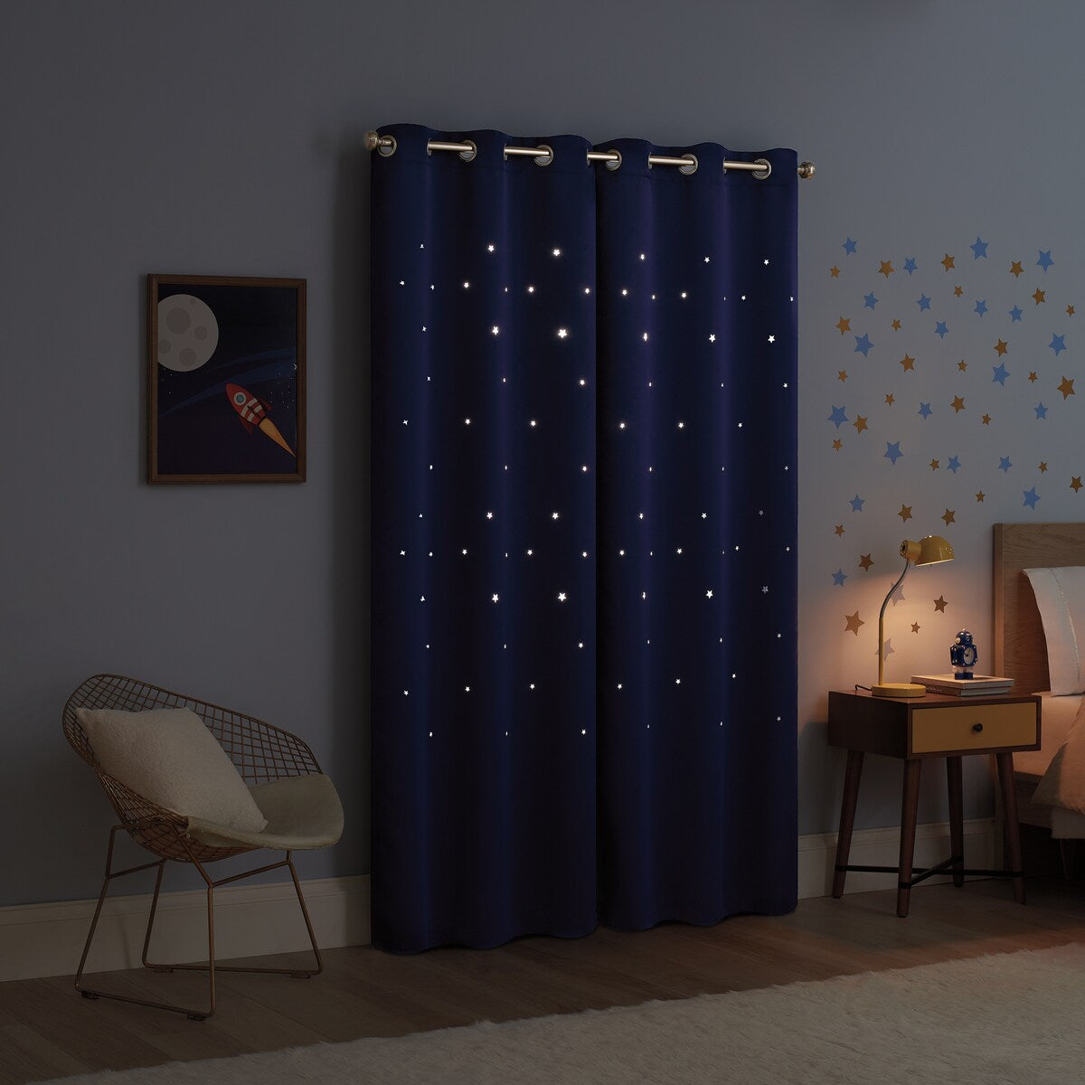 Eclipse Shooting Star Kids Room Darkening Curtain Panel Pair