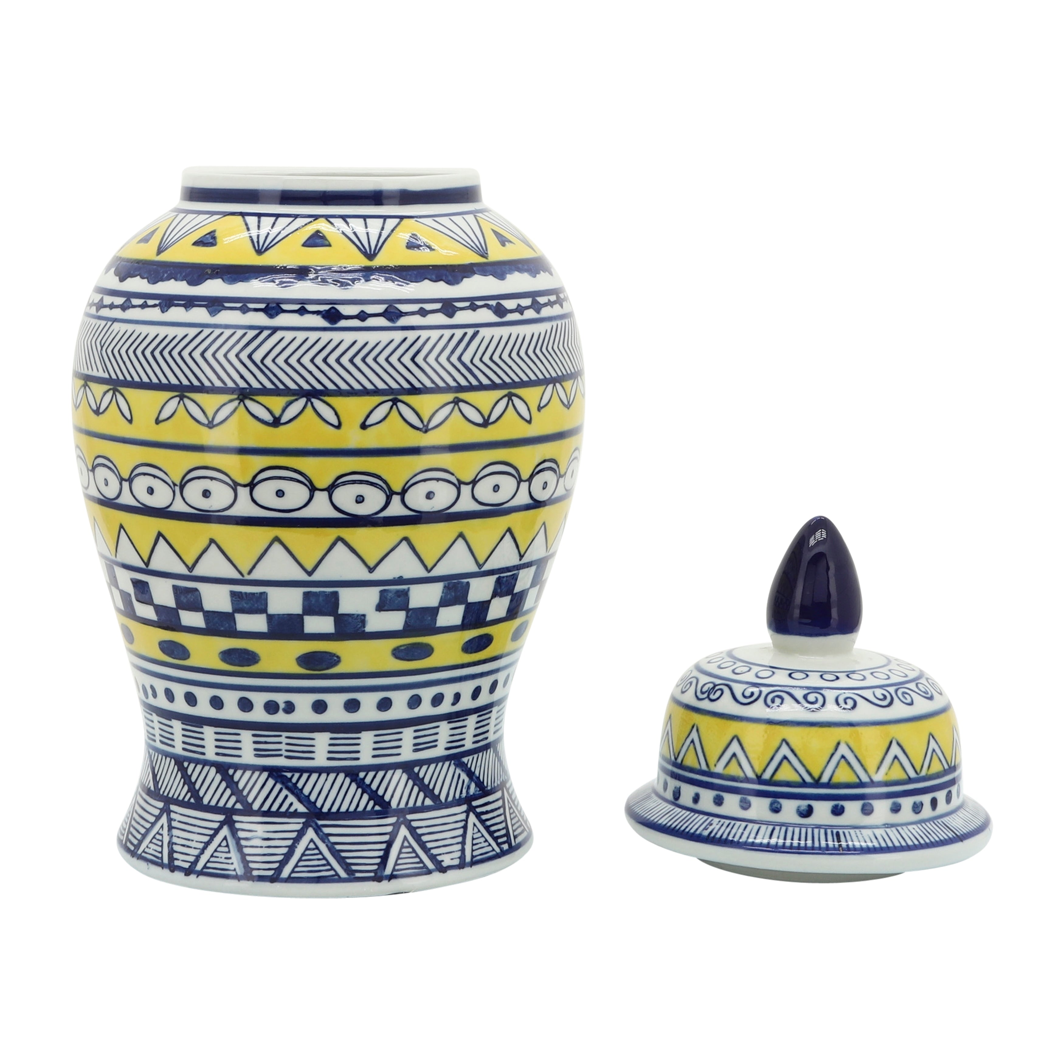 Sagebrook Home Patterned Eclectic Temple Jar with Lid