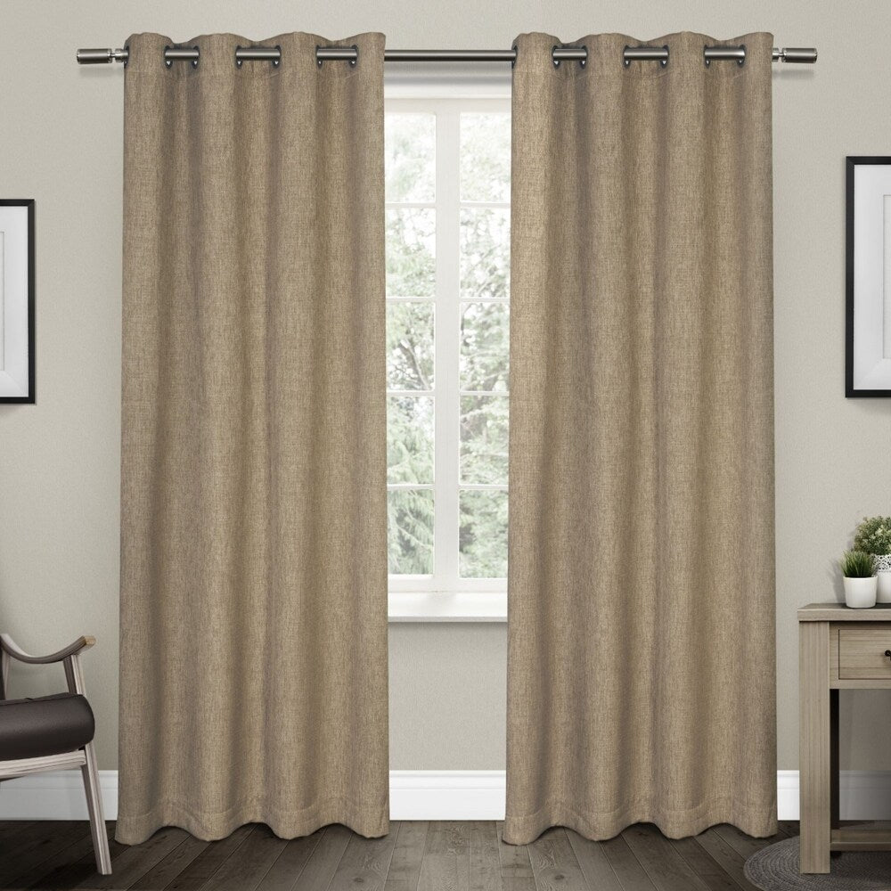 Strick & Bolton Laurette Linen Woven Blackout Grommet Top Curtain Panel Pair