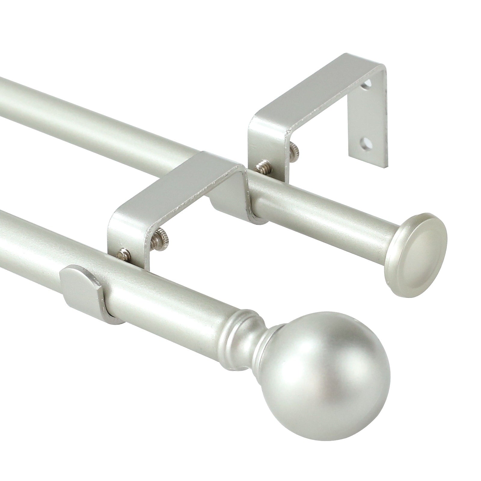 Round Ball Designer Double Drapery Adjustable Curtain Rod & Hardware