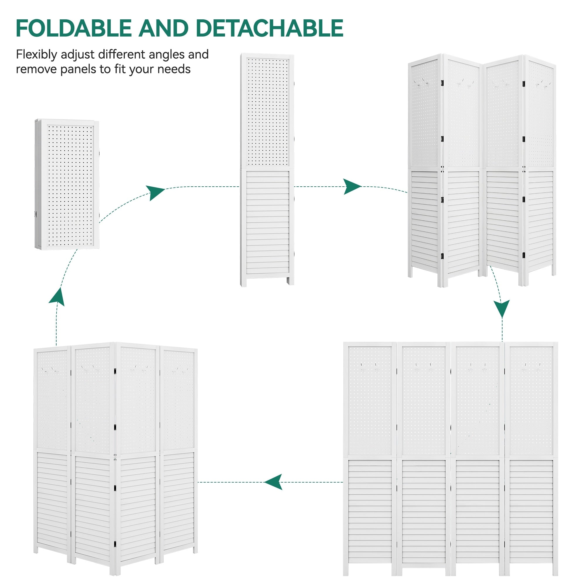 Moasis 67 White 4-Panel Wood Room Screen Divider