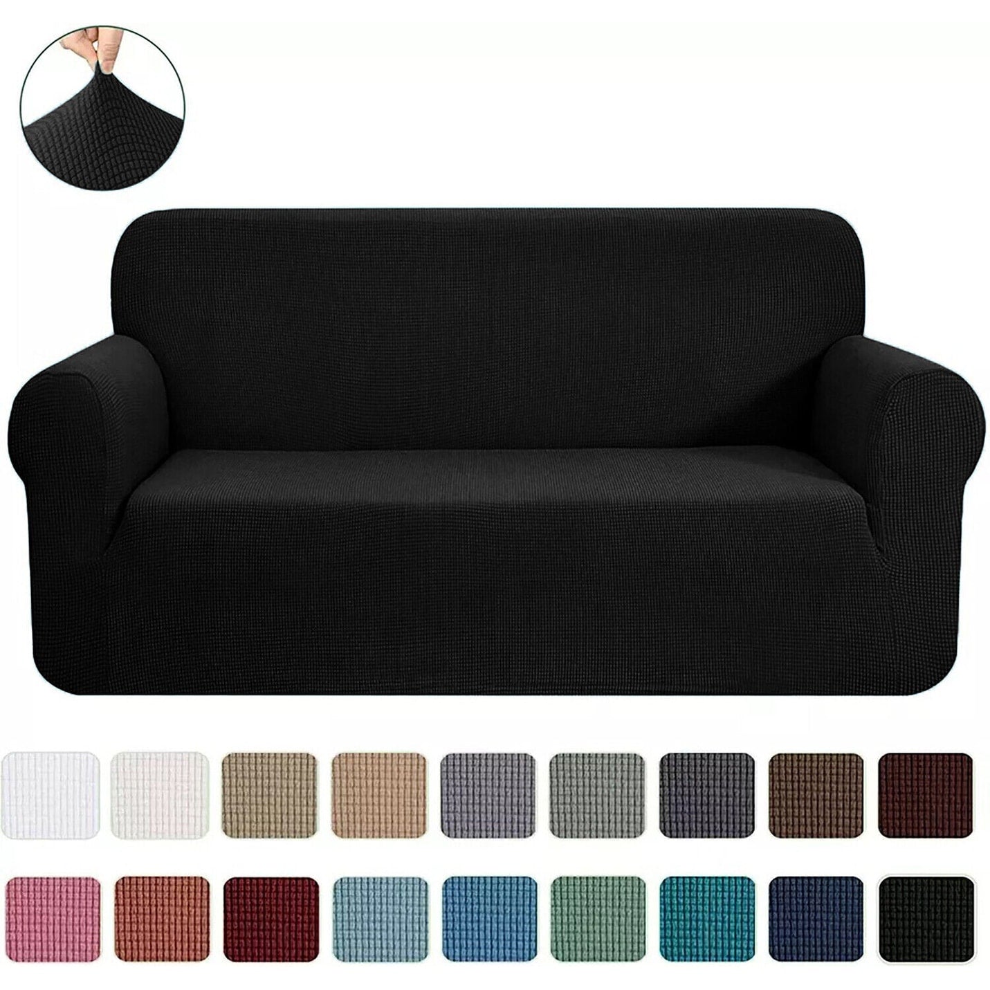 2-Piece Set Slipcover Sofa & Loveseat Cover Protector 4-Way Stretch Elastic - 96 x 74