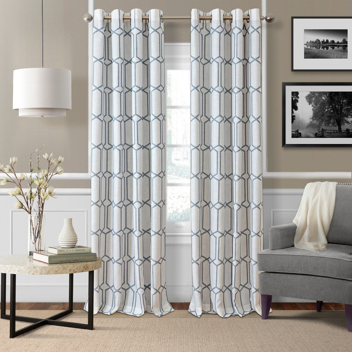 Kaiden Geometric Room Darkening Window Curtain