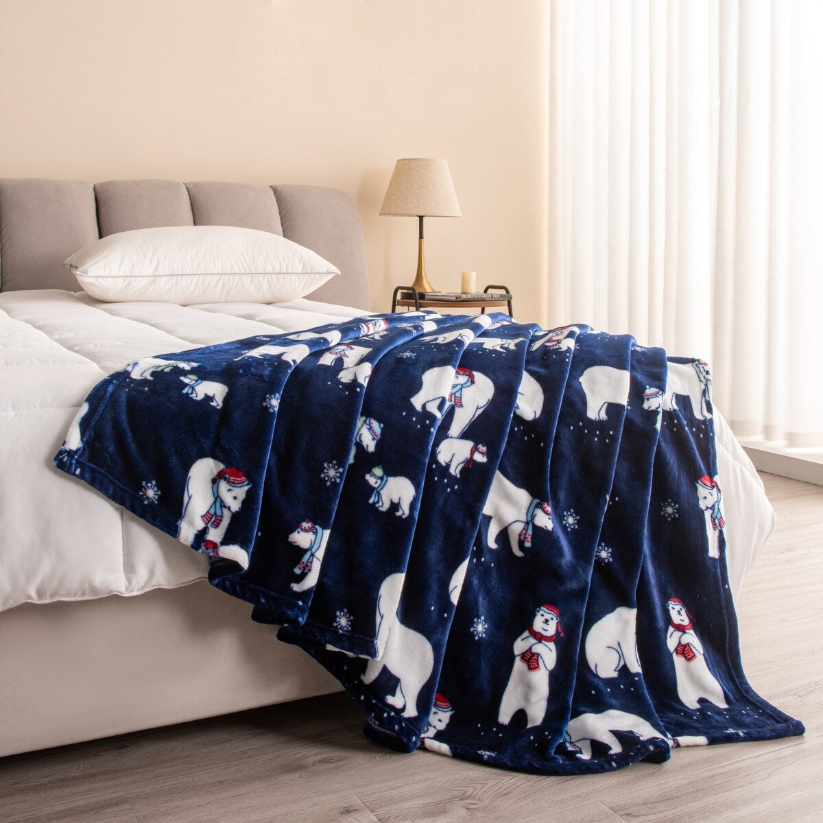 Luxurious Velvet Plush Fleece Holiday Printed Bed Blanket