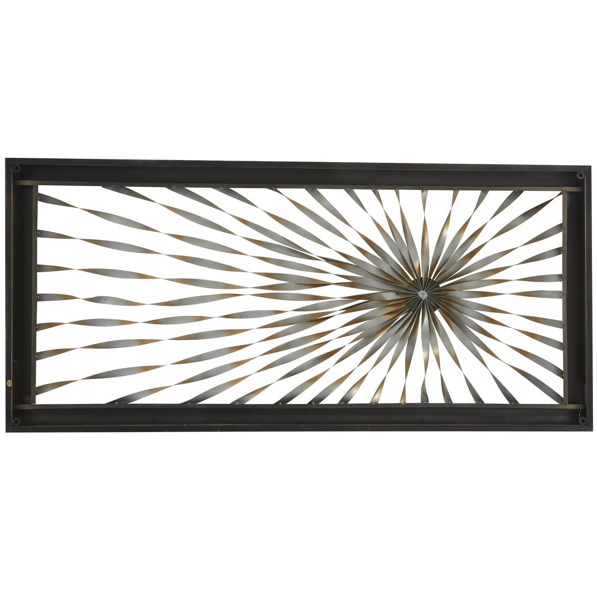 Metal Sunburst Coiled Ribbon Home Wall Decor with Black Frame - Gold - Roche River Decor