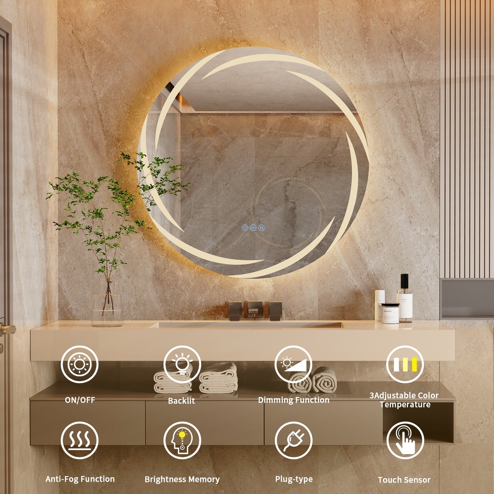 Unique Large Led Lighted Bathroom Mirror Backlit No Flicker