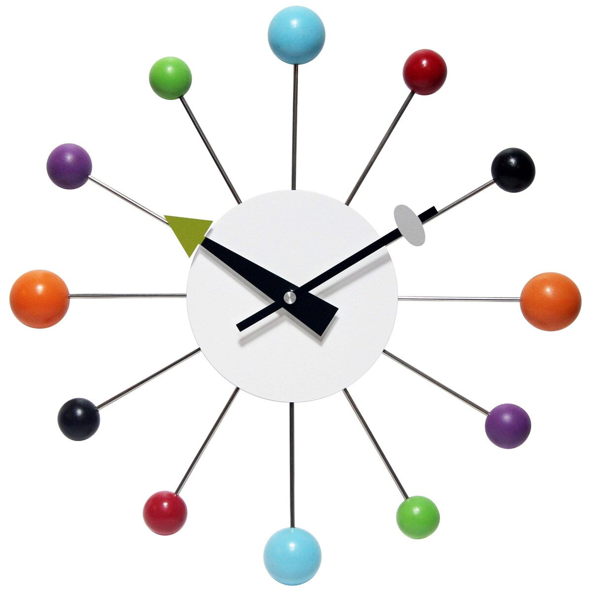 Orb Spoke 15 inch Mid-Century Modern Ball Wall Clock - 15 Inch