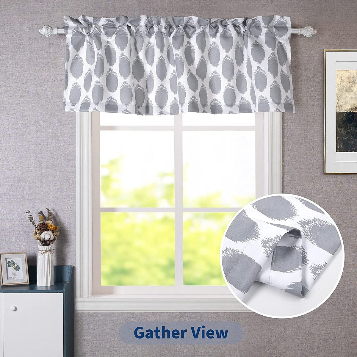 DriftAway Allen Circle Ikat Polka Dot Window Valance