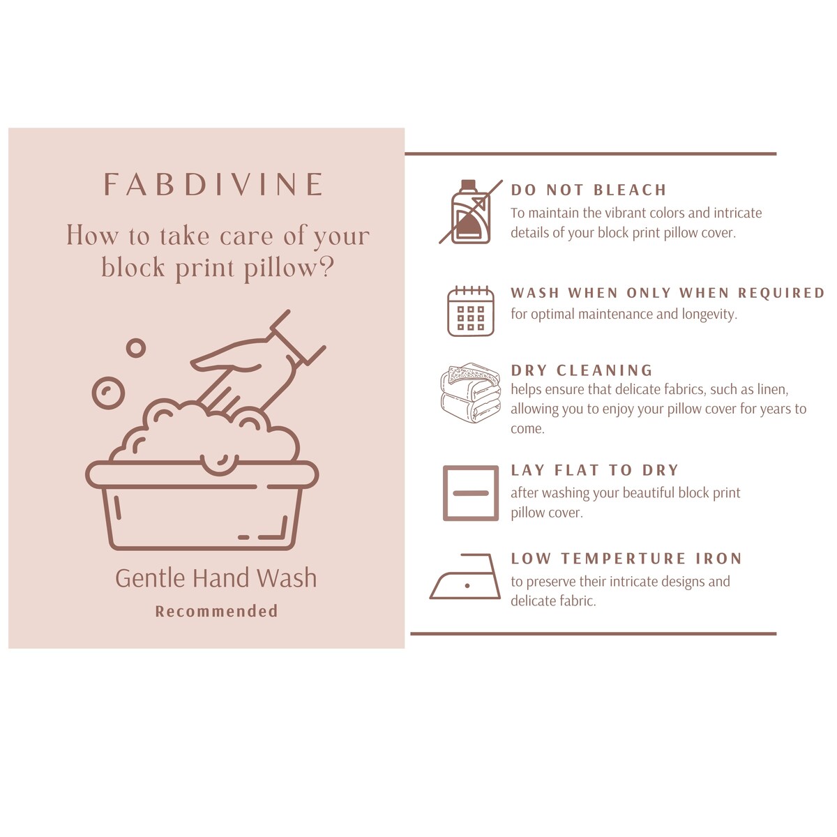 Fabdivine Linen Farmhouse Block print pillow Cover