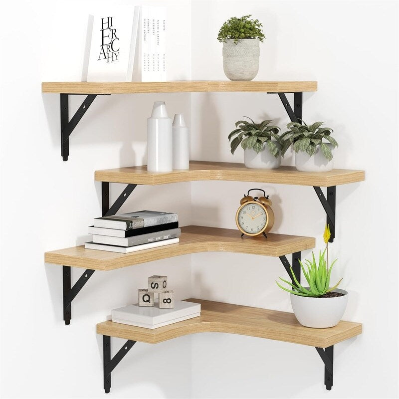 Corner Floating Shelves Wall Mounted Set of 4 - 11.4D x 16W x 0.6H