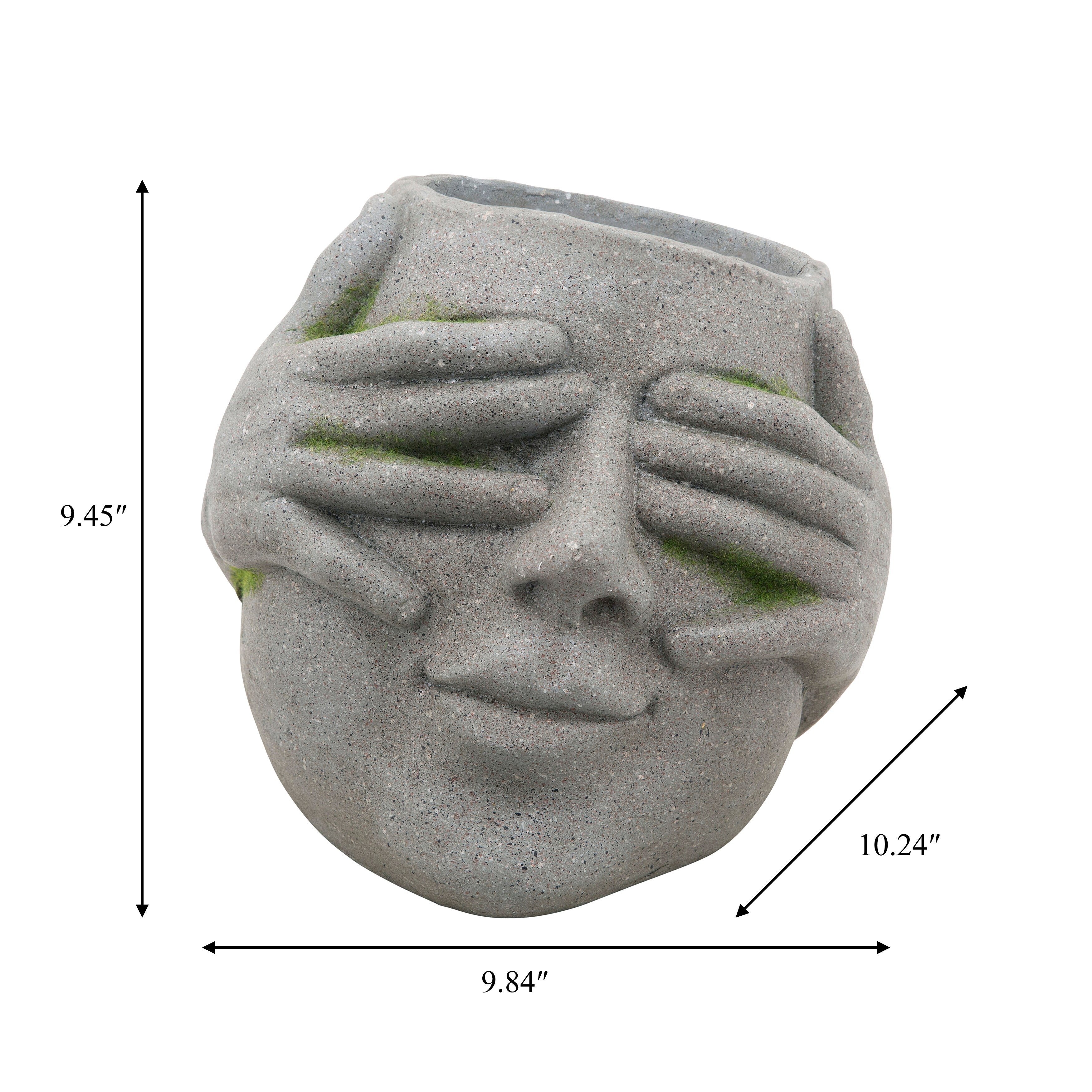 Sagebrook Home Hear No Evil See No Evil Speak No Evil Face Gray Resin Planter Indoor/Outdoor