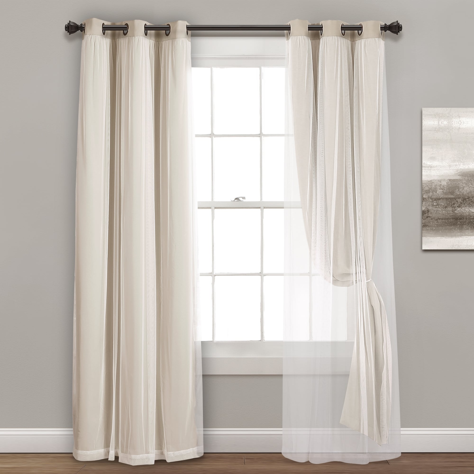 Lush Decor Grommet Sheer Panel Pair with Insulated Blackout Lining