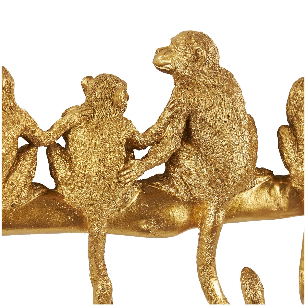 Polystone Monkey Textured 8 Hanger Wall Hook - Gold - Roche River Decor